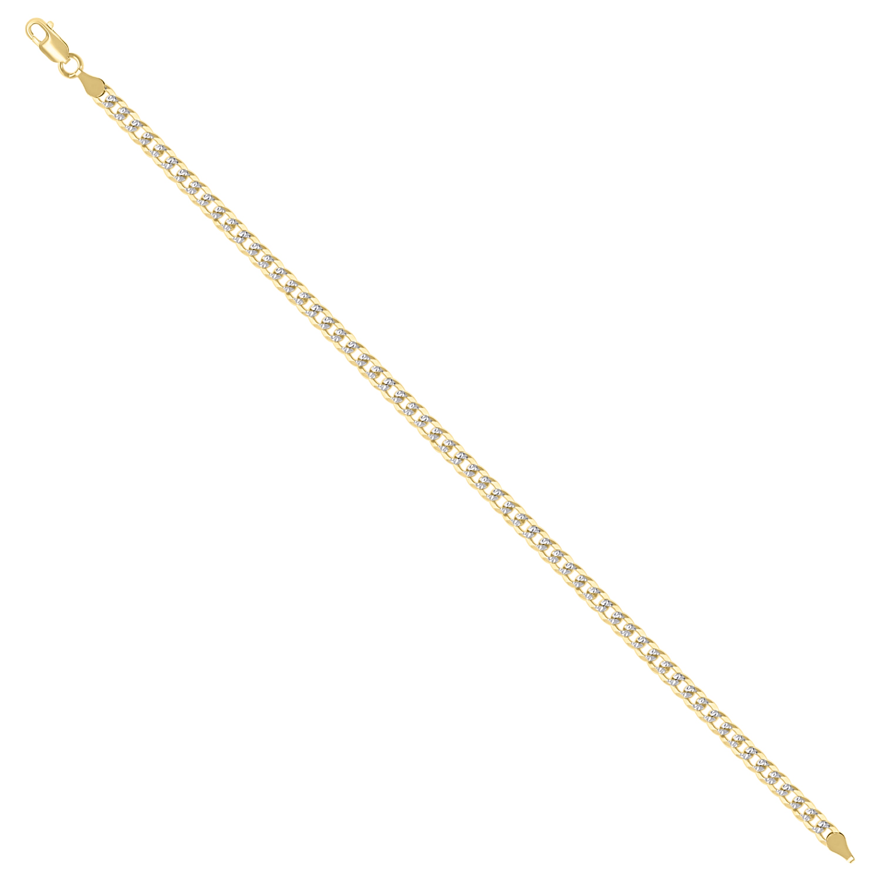925 Sterling Silver Solid Super Flat Cuban Chain Two-tone 080 2.8mm