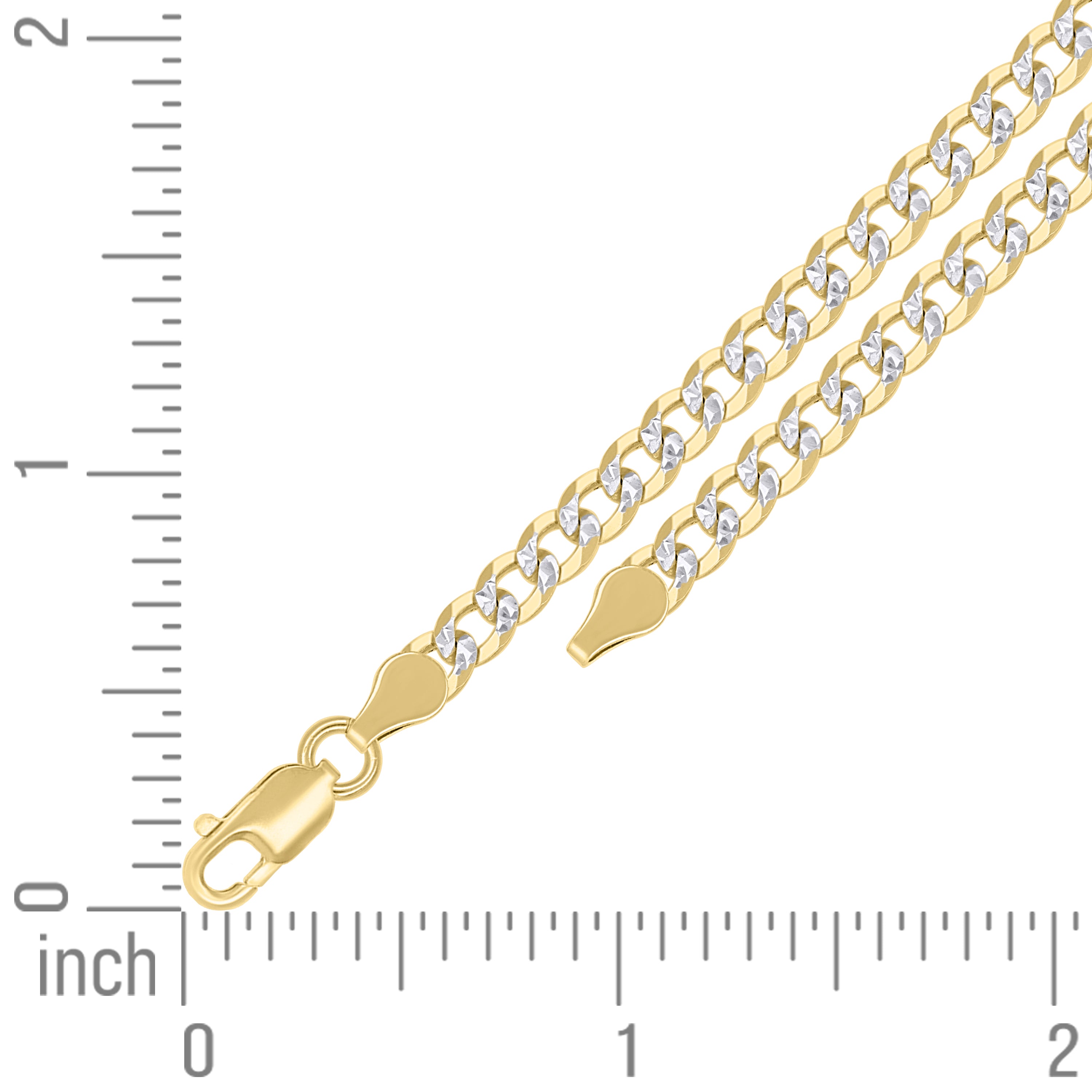 925 Sterling Silver Solid Super Flat Cuban Chain Two-tone 080 2.8mm