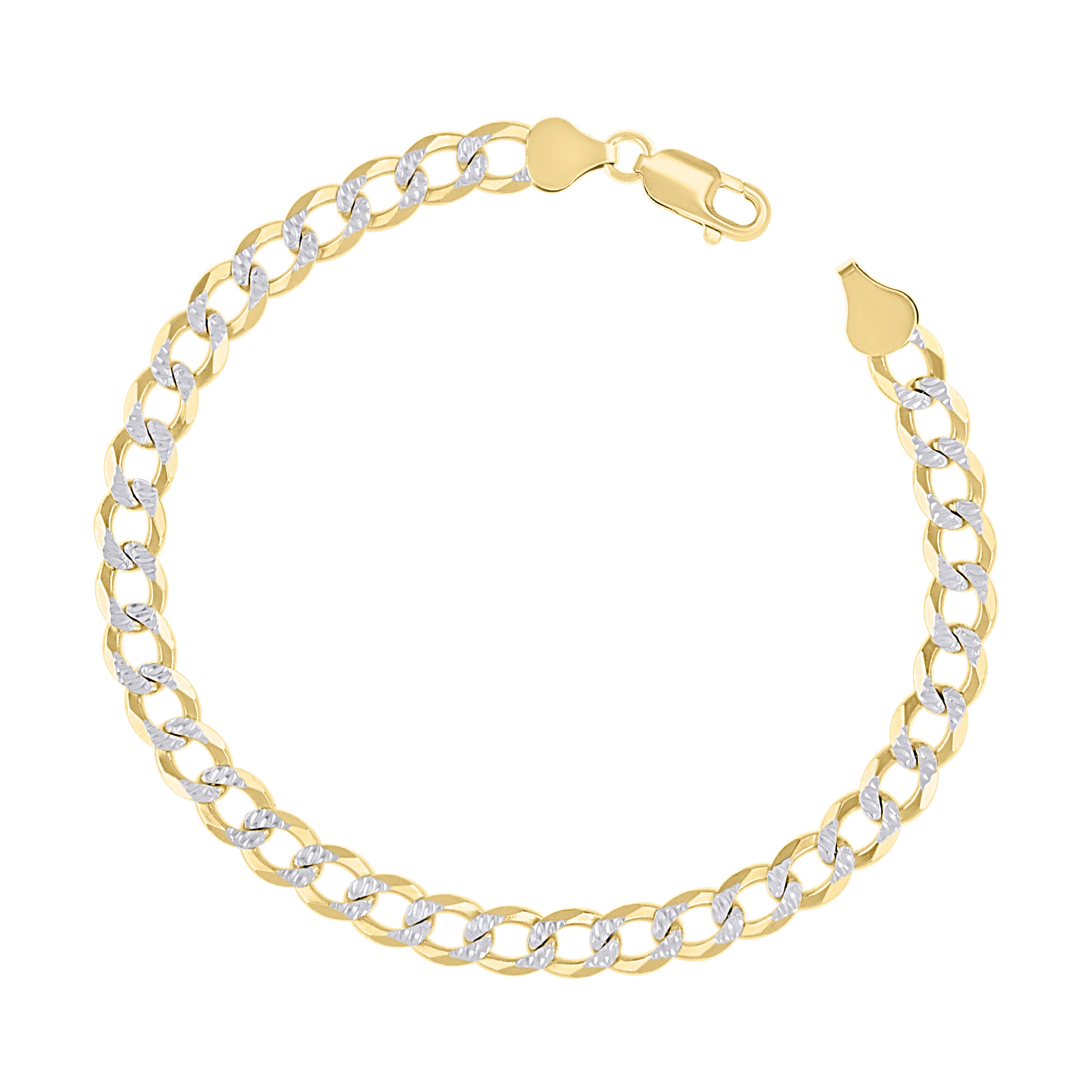 925 Sterling Silver Solid Super Flat Cuban Chain Two-tone 080 2.8mm