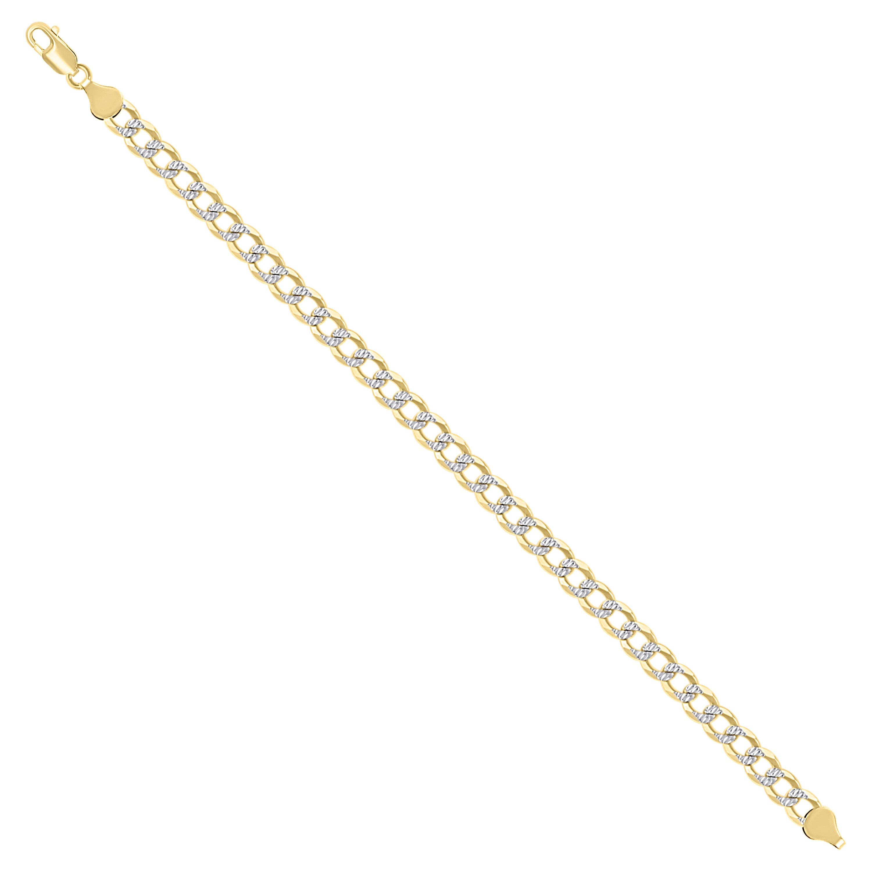 925 Sterling Silver Solid Super Flat Cuban Chain Two-tone 080 2.8mm