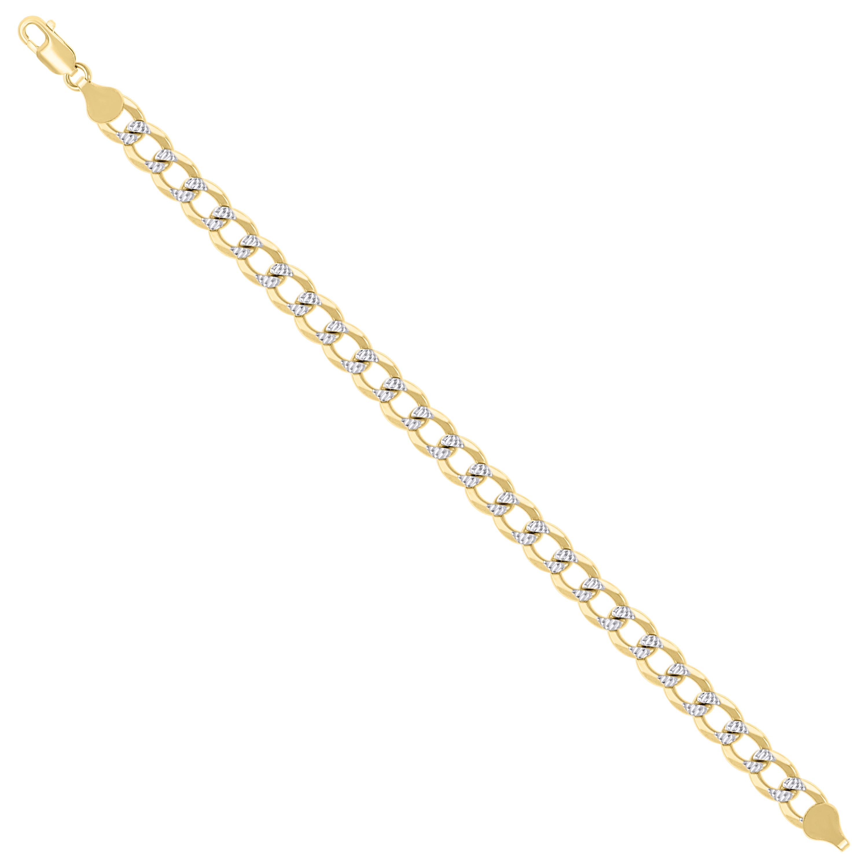 925 Sterling Silver Solid Super Flat Cuban Chain Two-tone 080 2.8mm