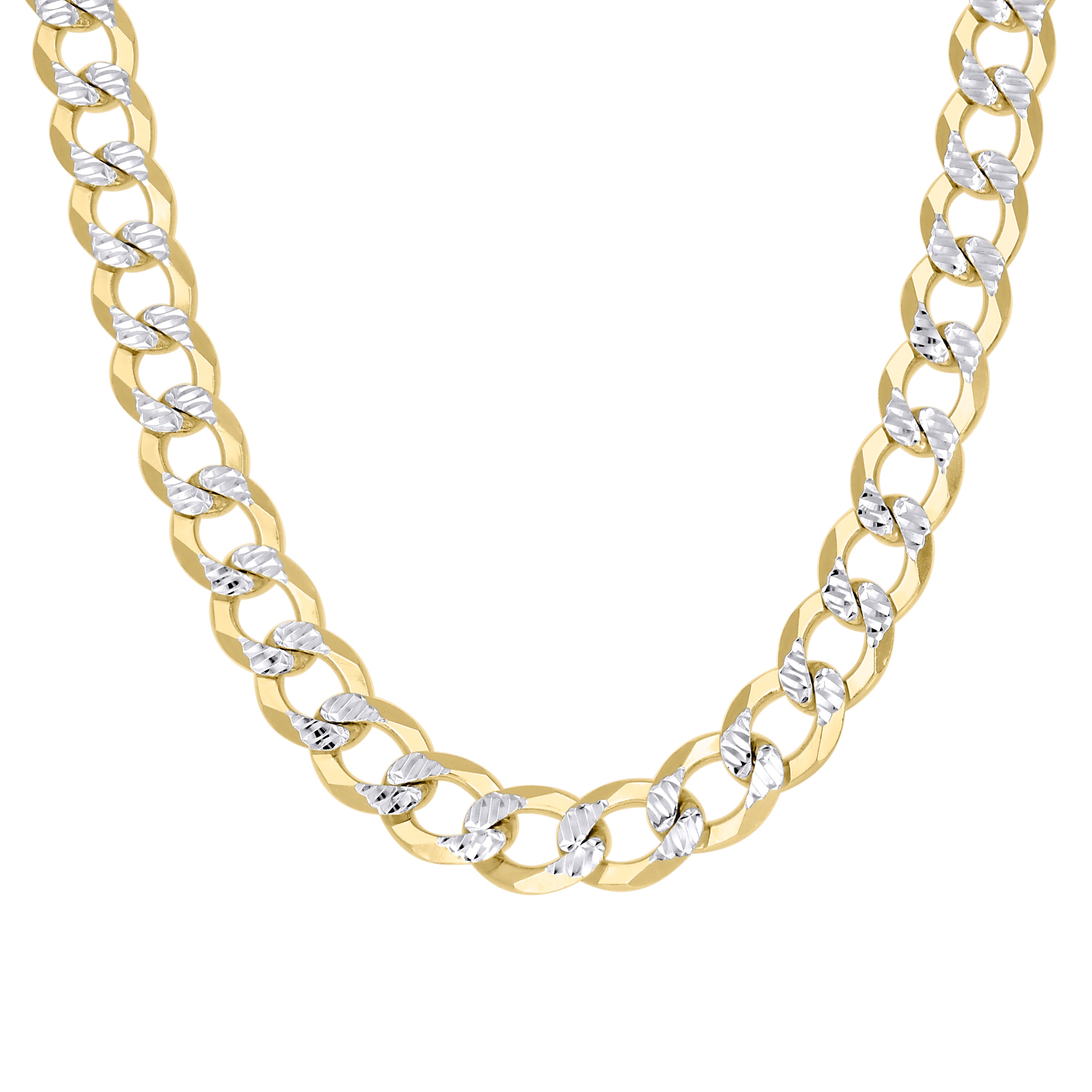 925 Sterling Silver Solid Super Flat Cuban Chain Two-tone 080 2.8mm