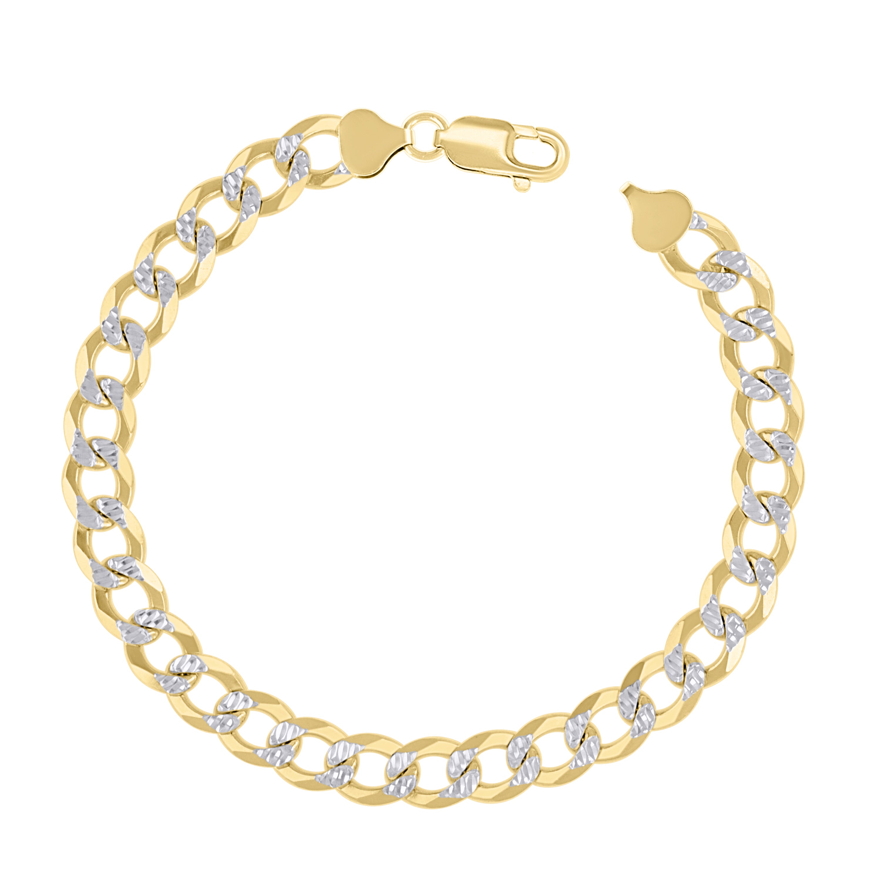 925 Sterling Silver Solid Super Flat Cuban Chain Two-tone 080 2.8mm