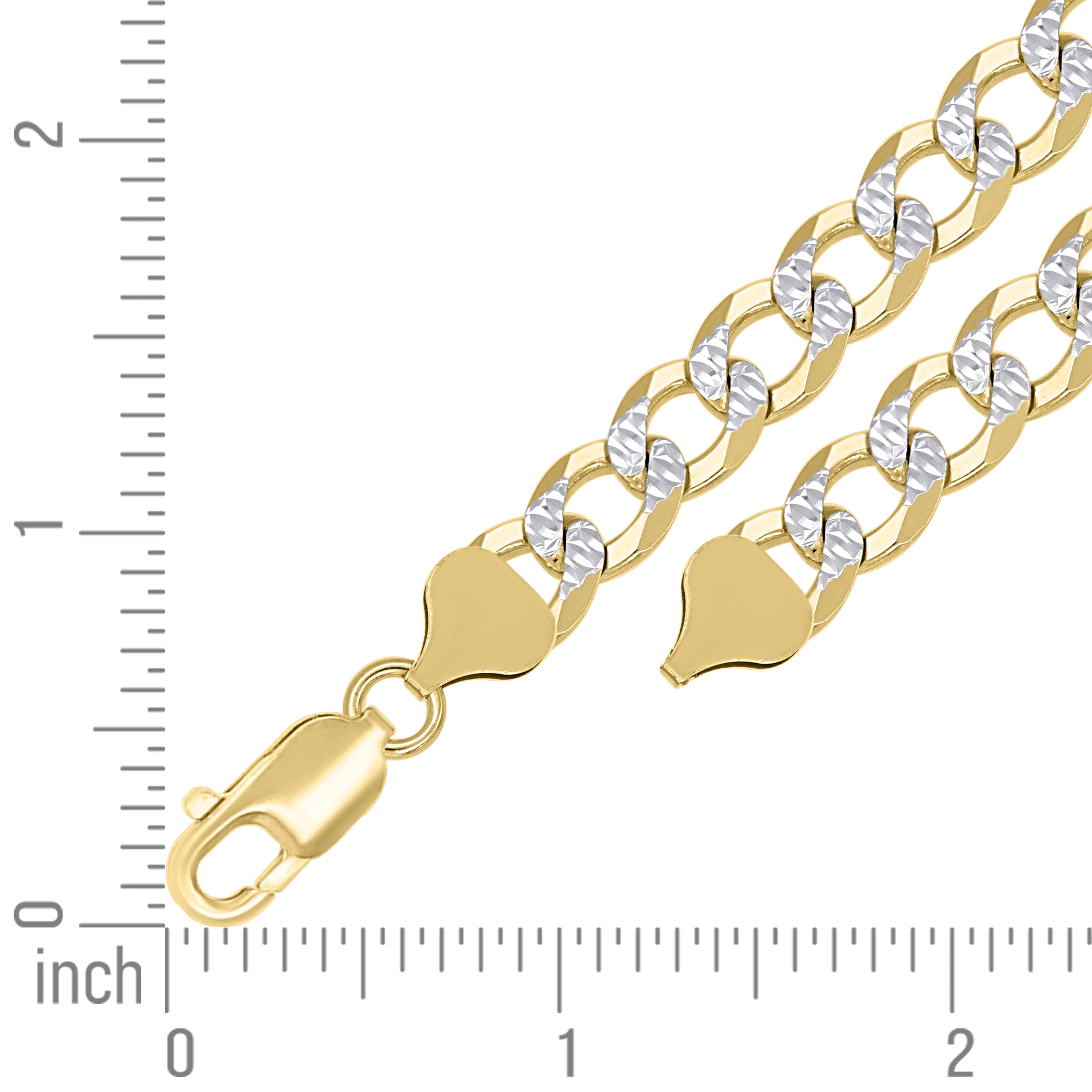925 Sterling Silver Solid Super Flat Cuban Chain Two-tone 080 2.8mm