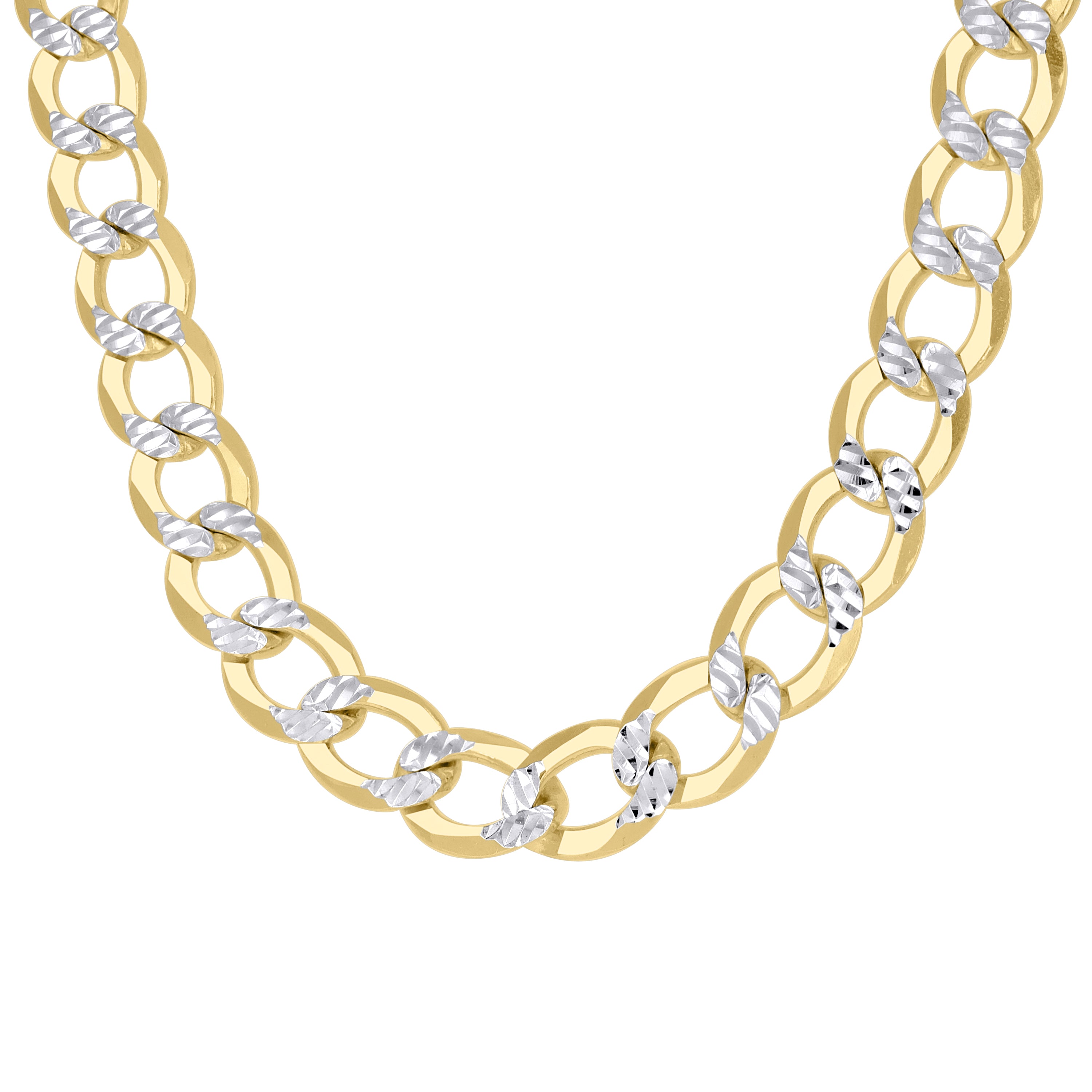 925 Sterling Silver Solid Super Flat Cuban Chain Two-tone 080 2.8mm