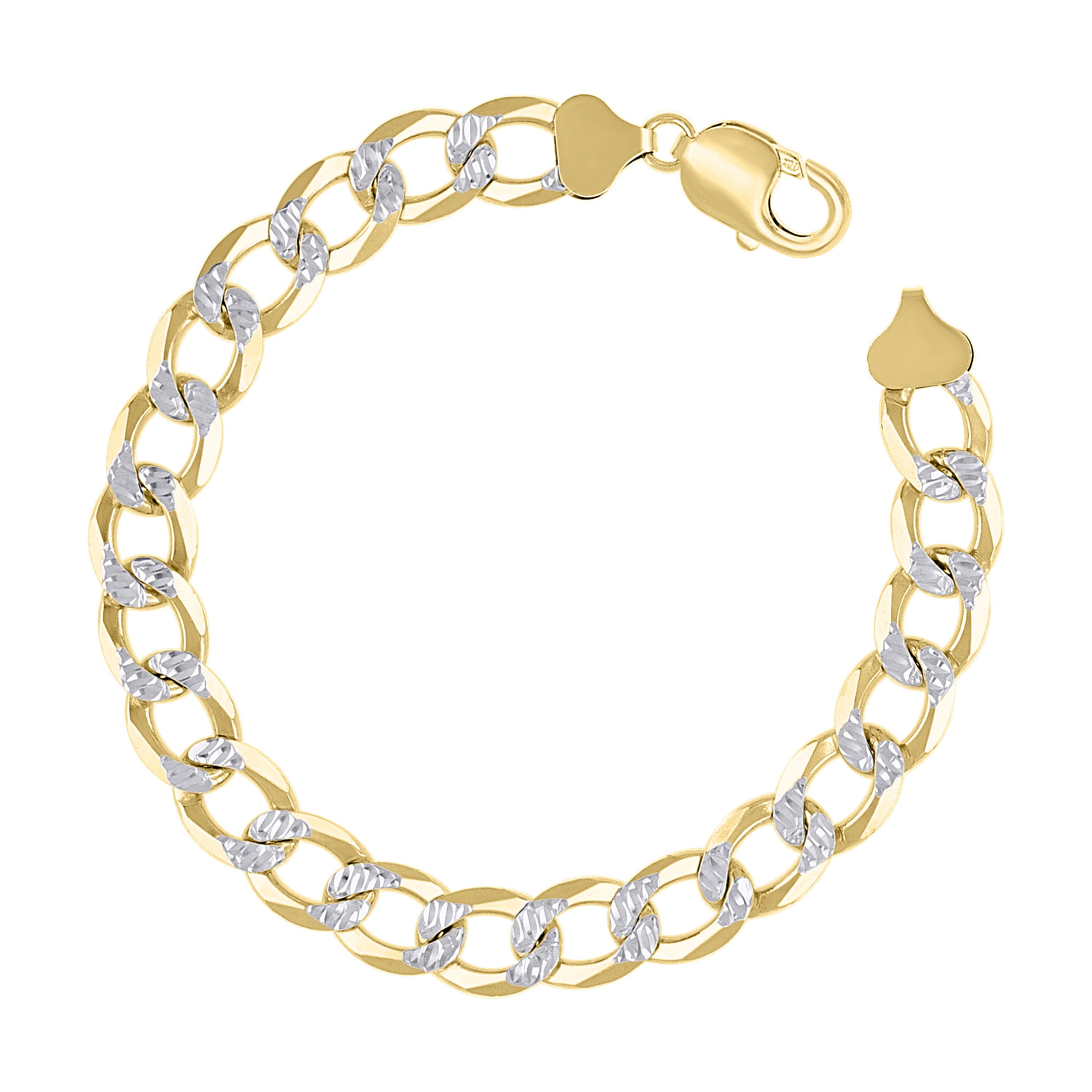 925 Sterling Silver Solid Super Flat Cuban Chain Two-tone 080 2.8mm