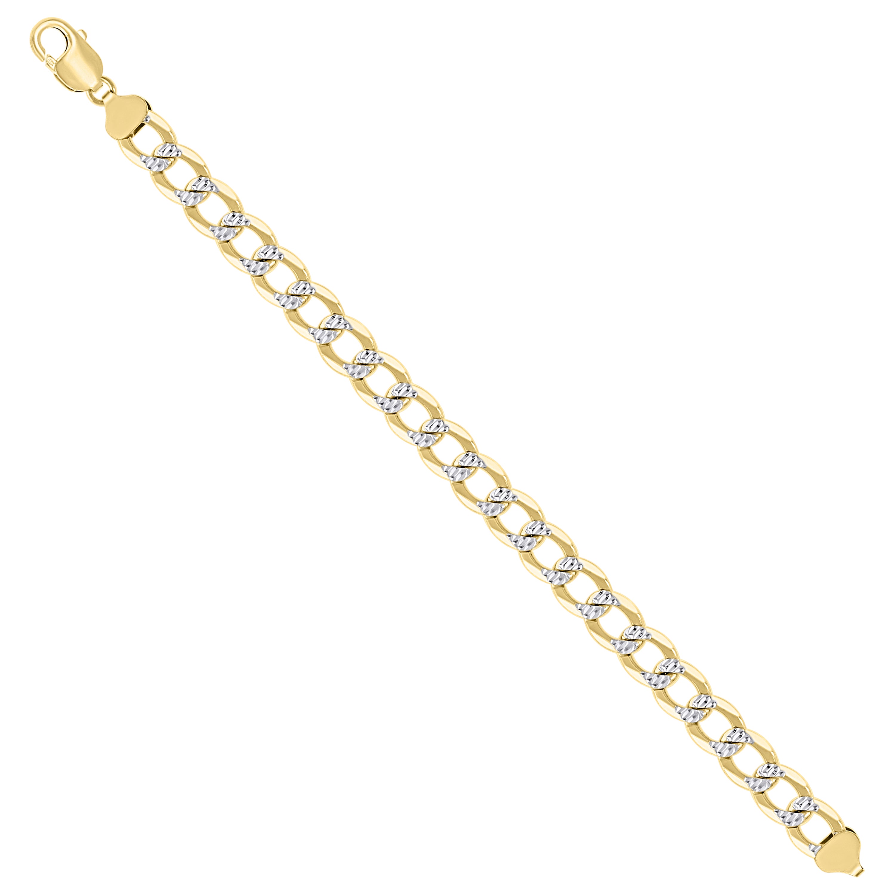 925 Sterling Silver Solid Super Flat Cuban Chain Two-tone 080 2.8mm