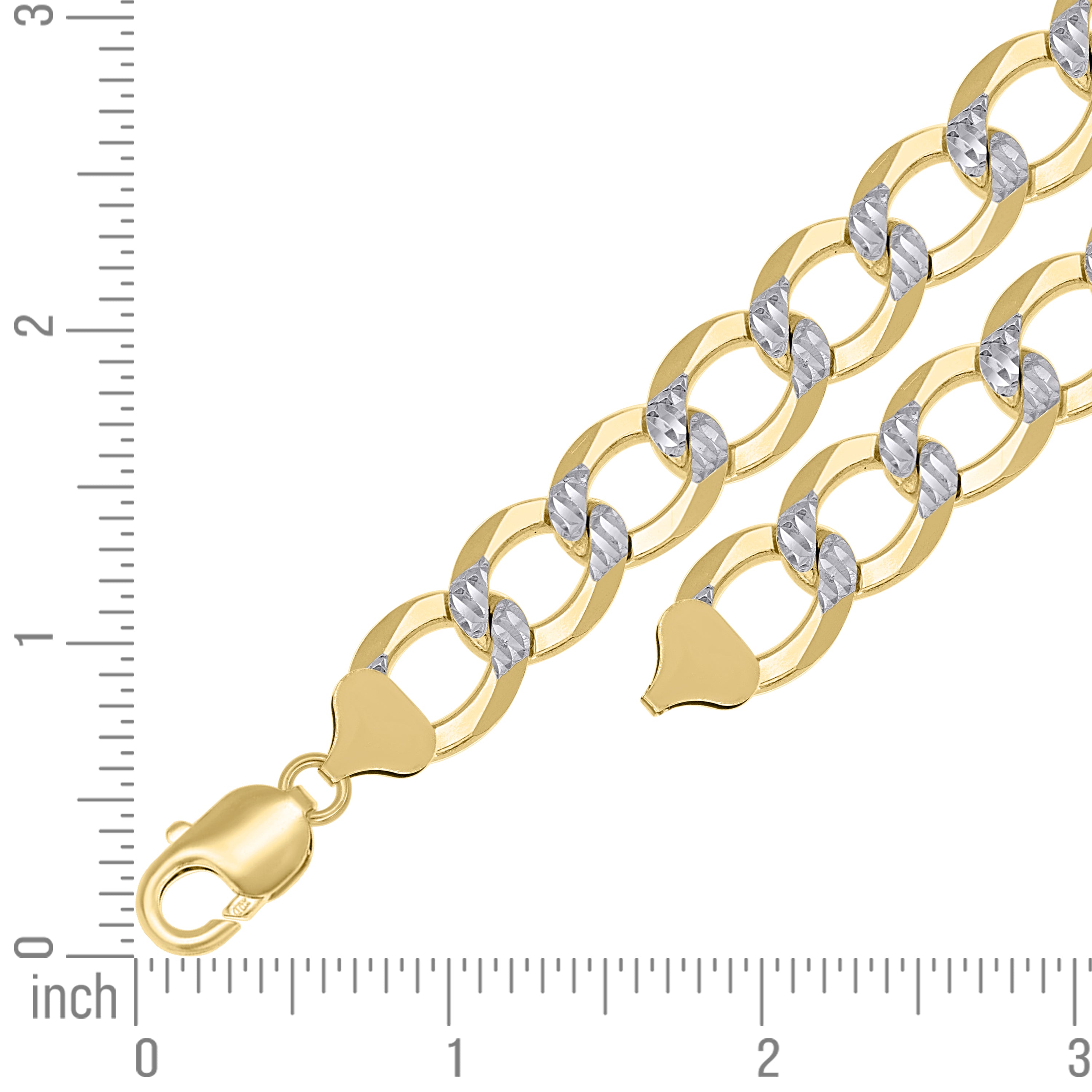 925 Sterling Silver Solid Super Flat Cuban Chain Two-tone 080 2.8mm