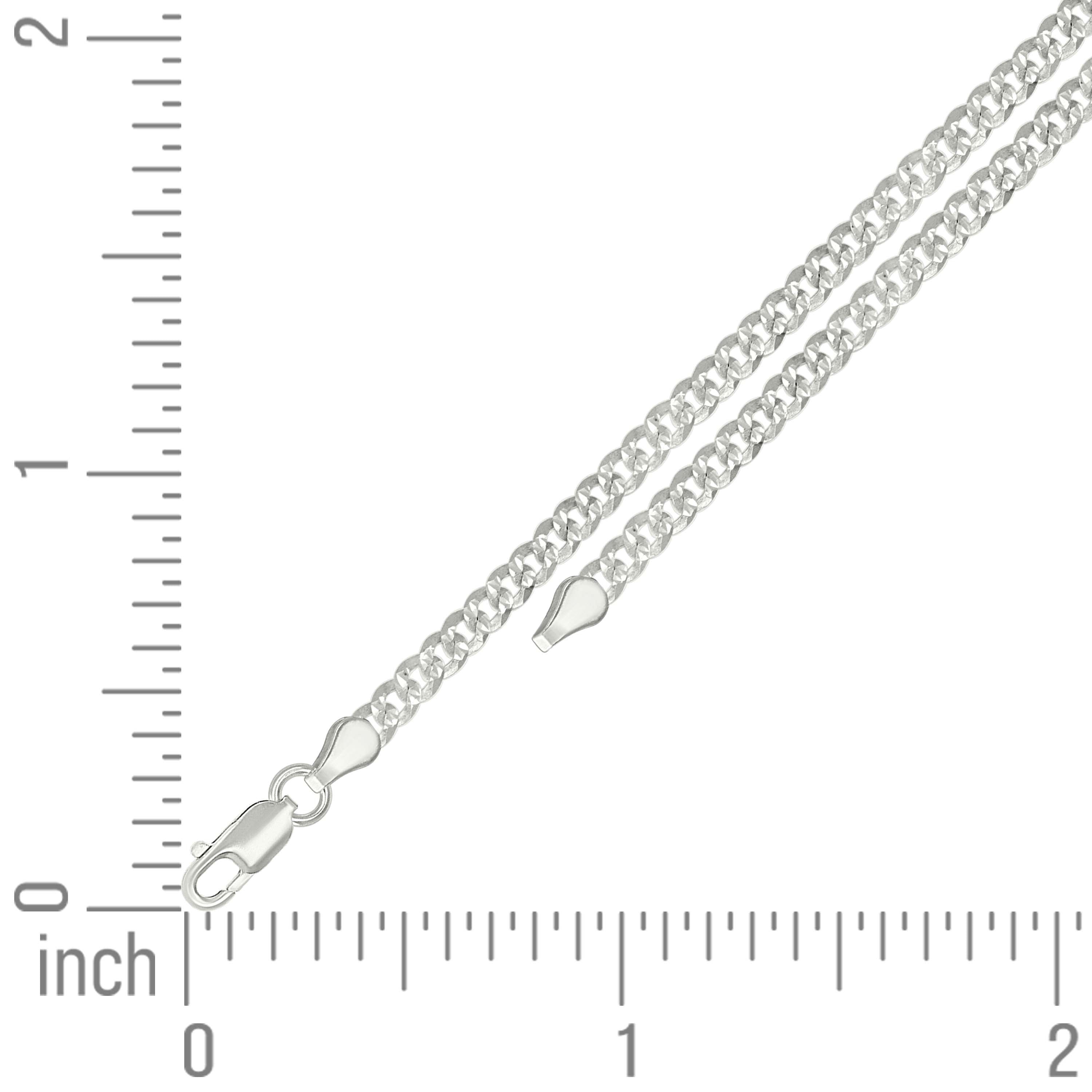 925 Sterling Silver Solid Pave Super Flat Cuban Chain Silver 080 3mm