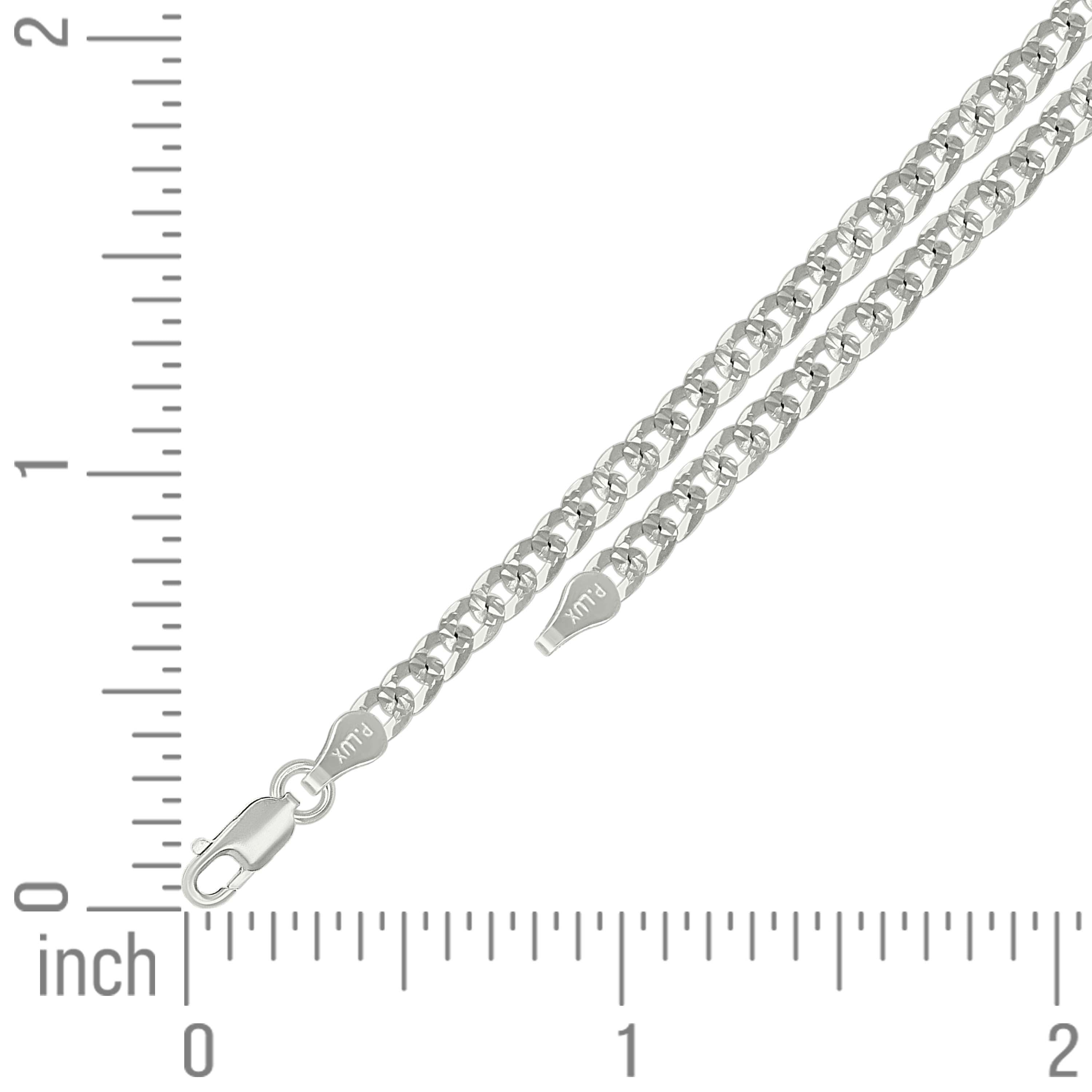 925 Sterling Silver Solid Pave Super Flat Cuban Chain Silver 080 3mm