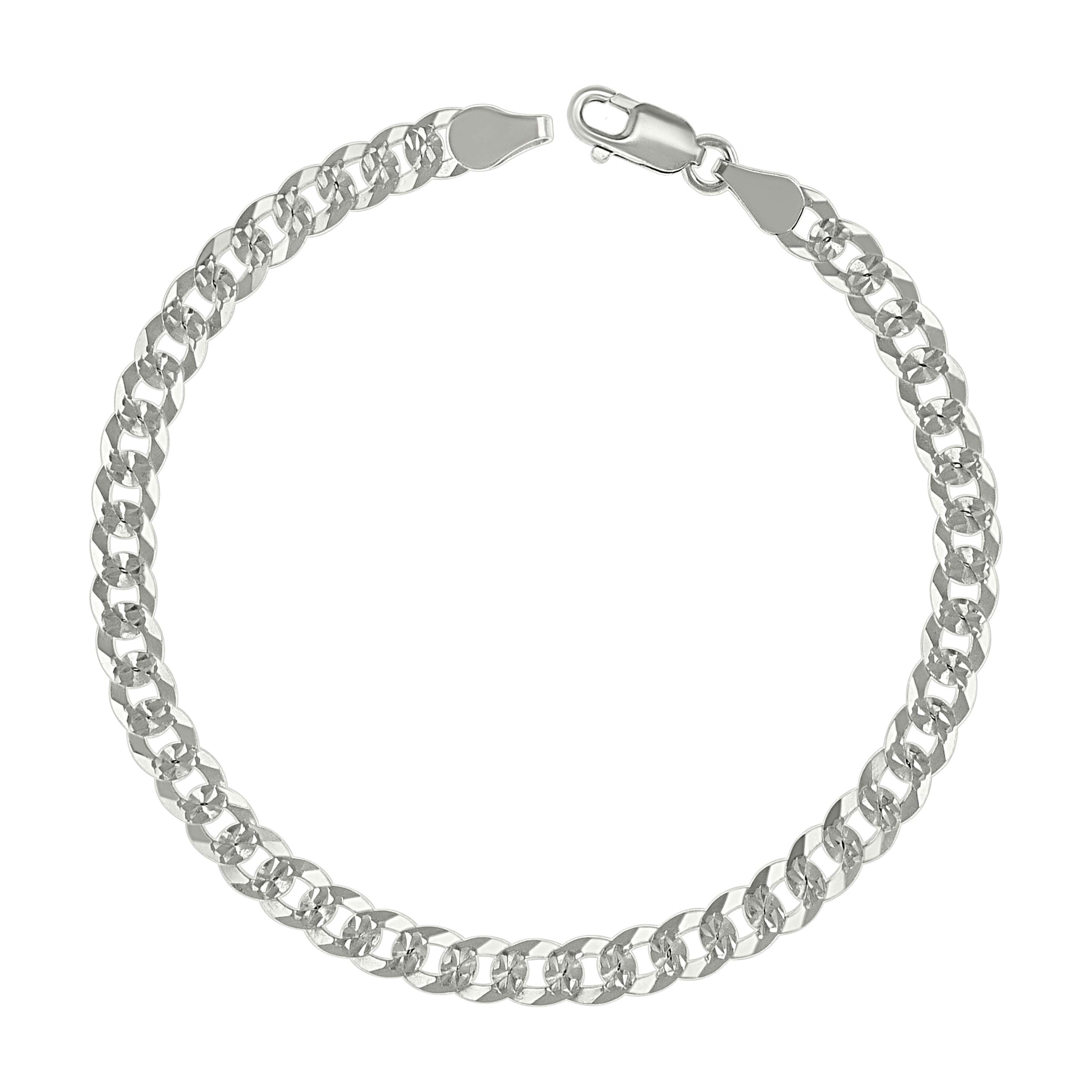 925 Sterling Silver Solid Pave Super Flat Cuban Chain Silver 080 3mm