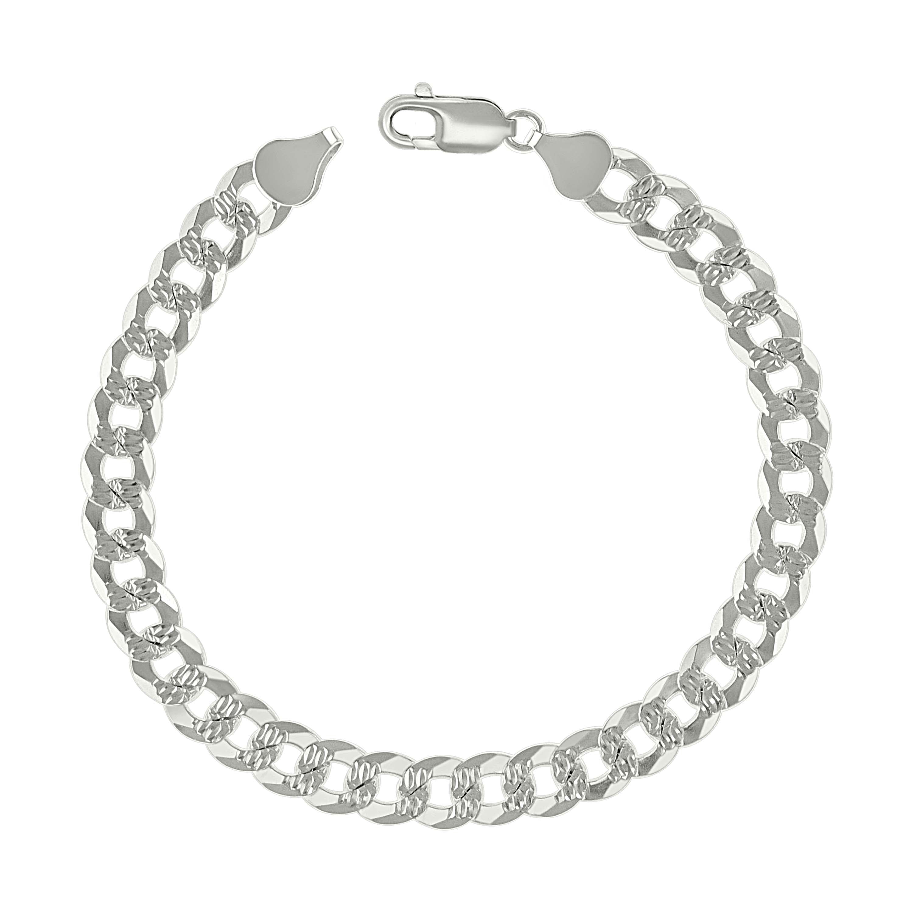 925 Sterling Silver Solid Pave Super Flat Cuban Chain Silver 080 3mm