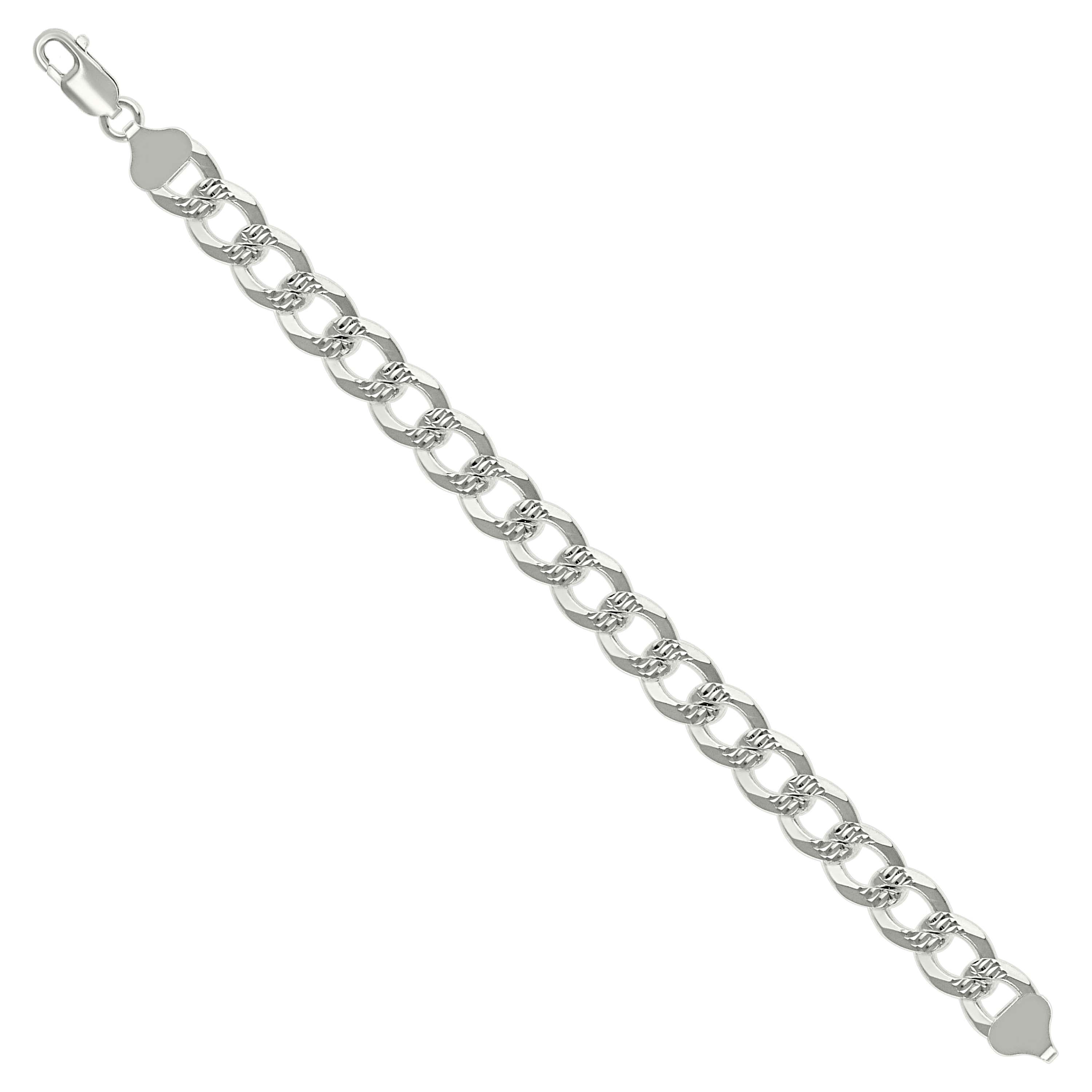 925 Sterling Silver Solid Pave Super Flat Cuban Chain Silver 080 3mm