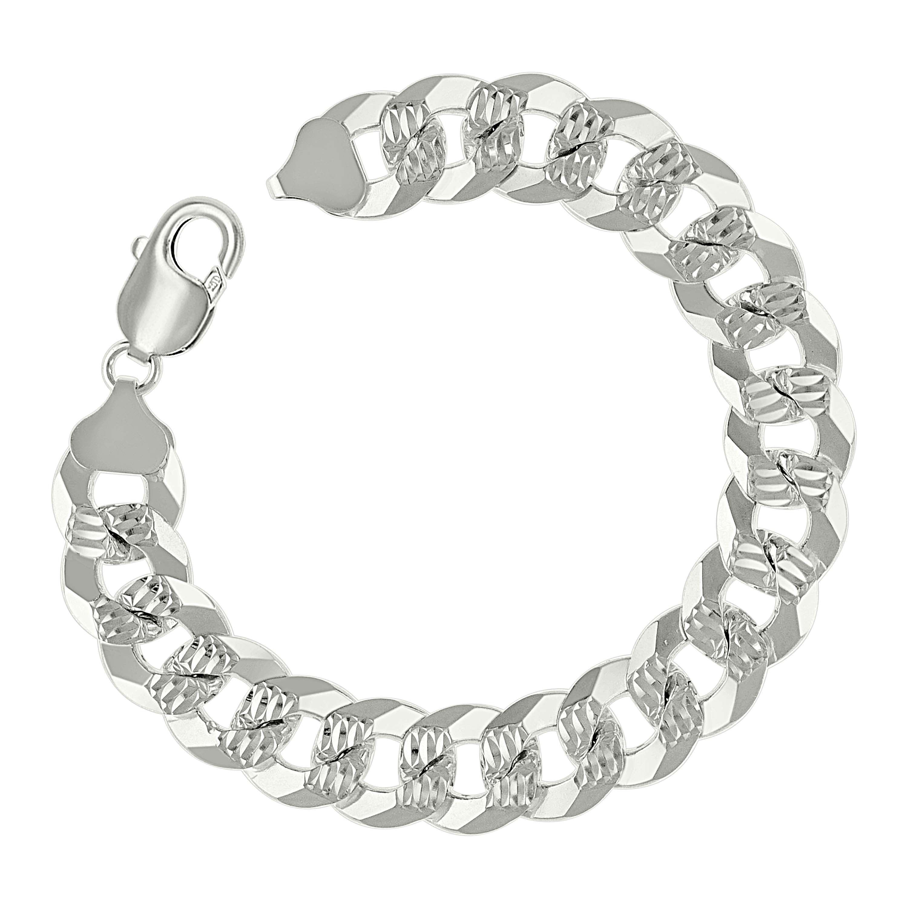 925 Sterling Silver Solid Pave Super Flat Cuban Chain Silver 080 3mm