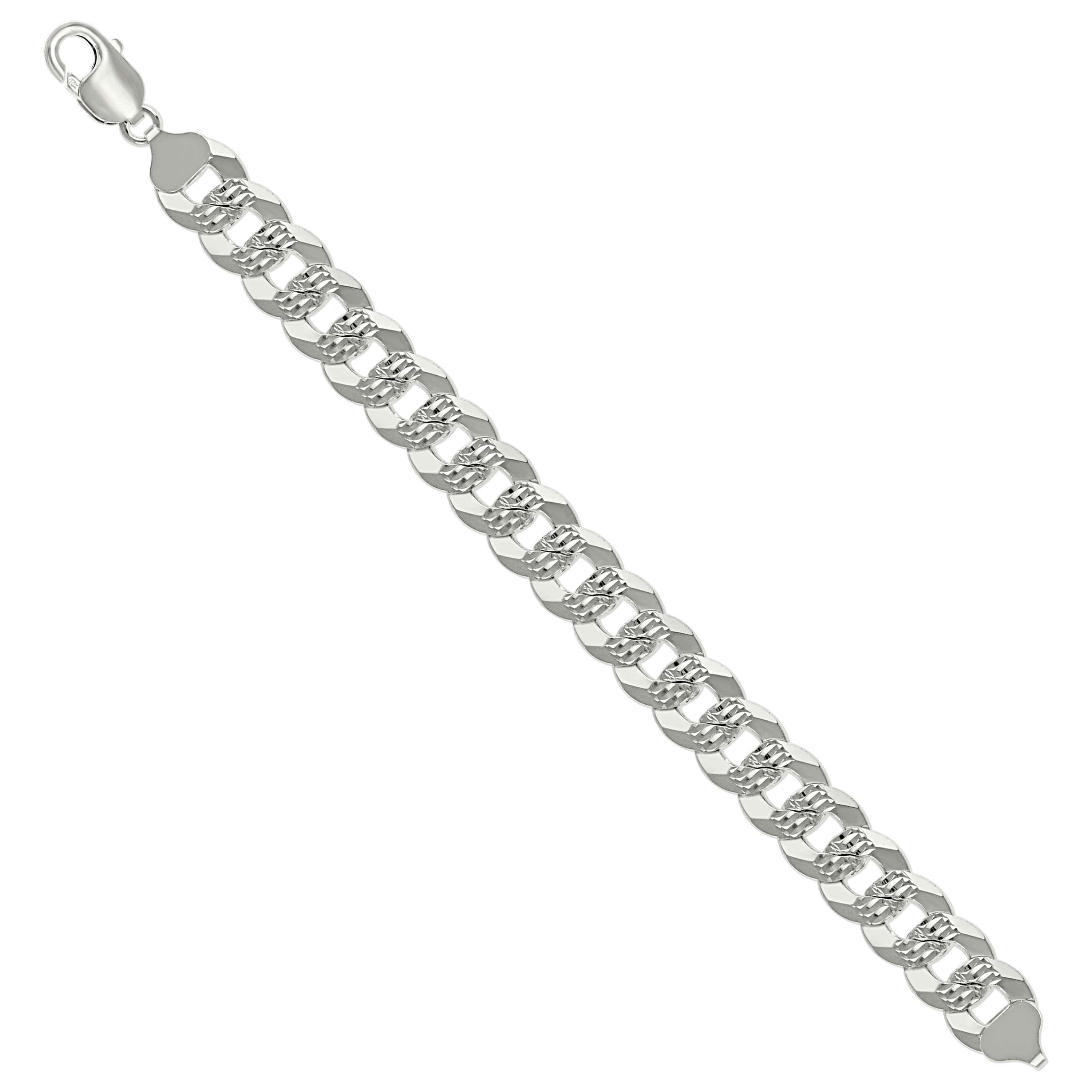 925 Sterling Silver Solid Pave Super Flat Cuban Chain Silver 080 3mm