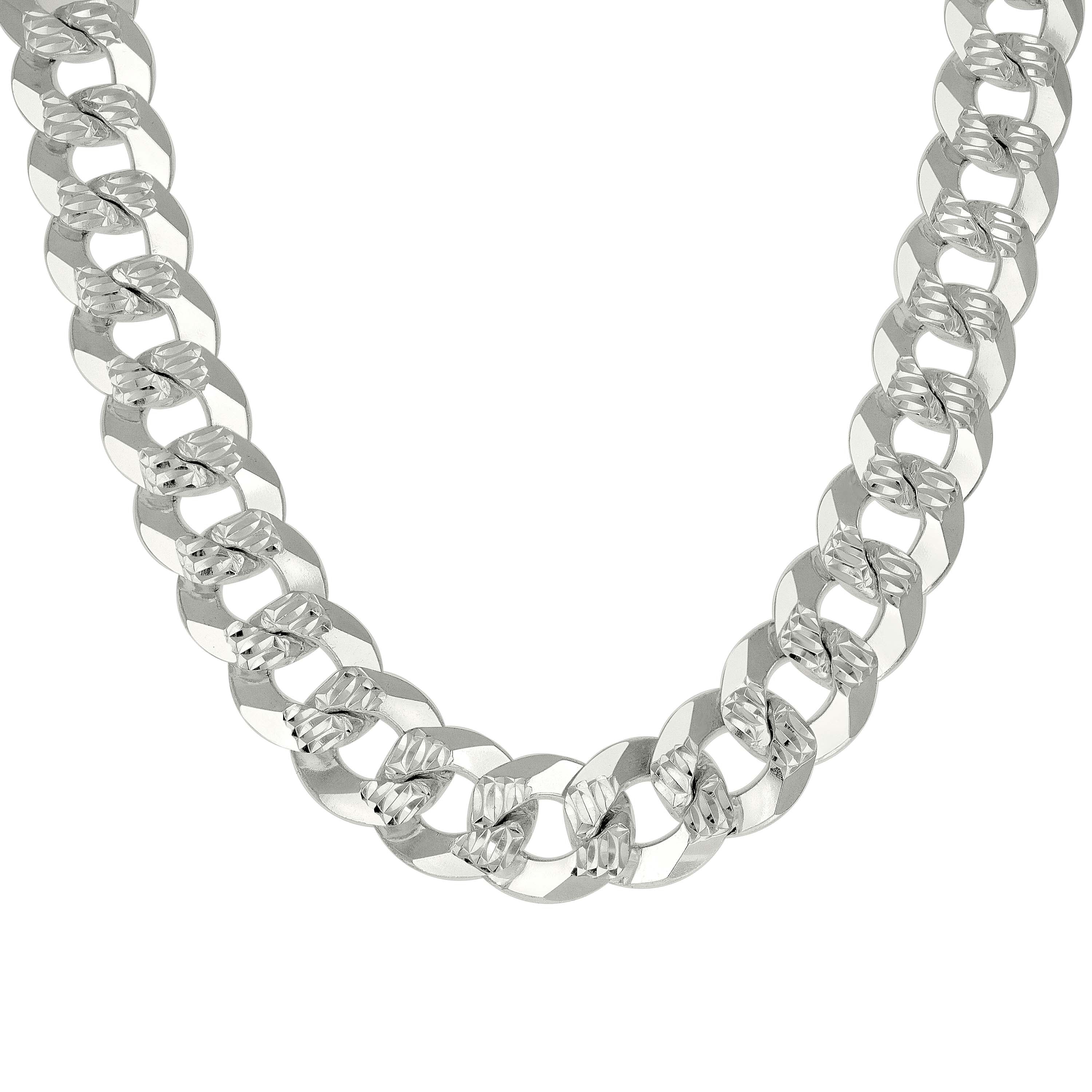 925 Sterling Silver Solid Pave Super Flat Cuban Chain Silver 080 3mm