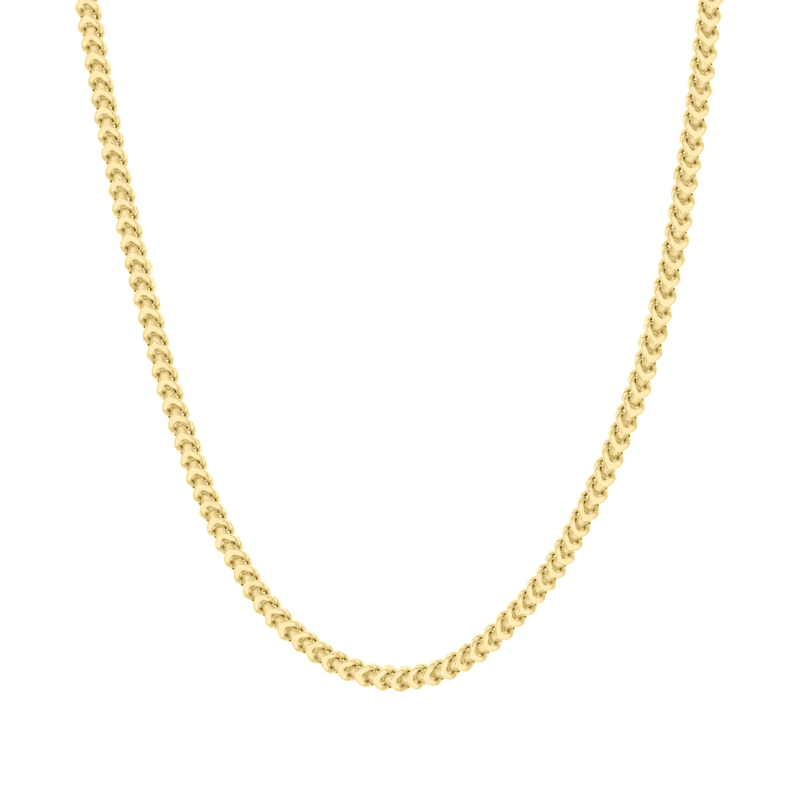 925 Sterling Silver Hollow Franco Chain Yellow 070 2.5mm