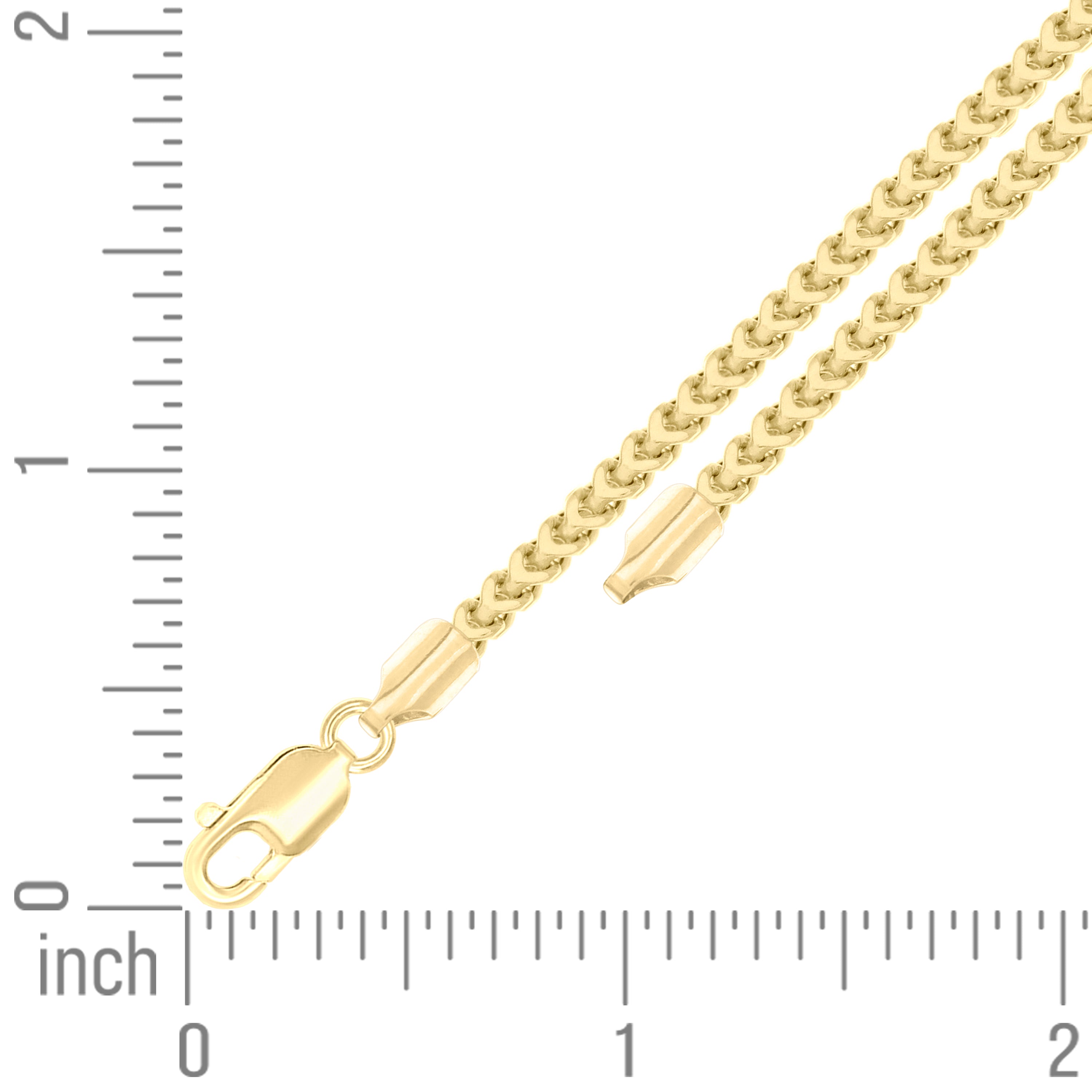 925 Sterling Silver Hollow Franco Chain Yellow 070 2.5mm