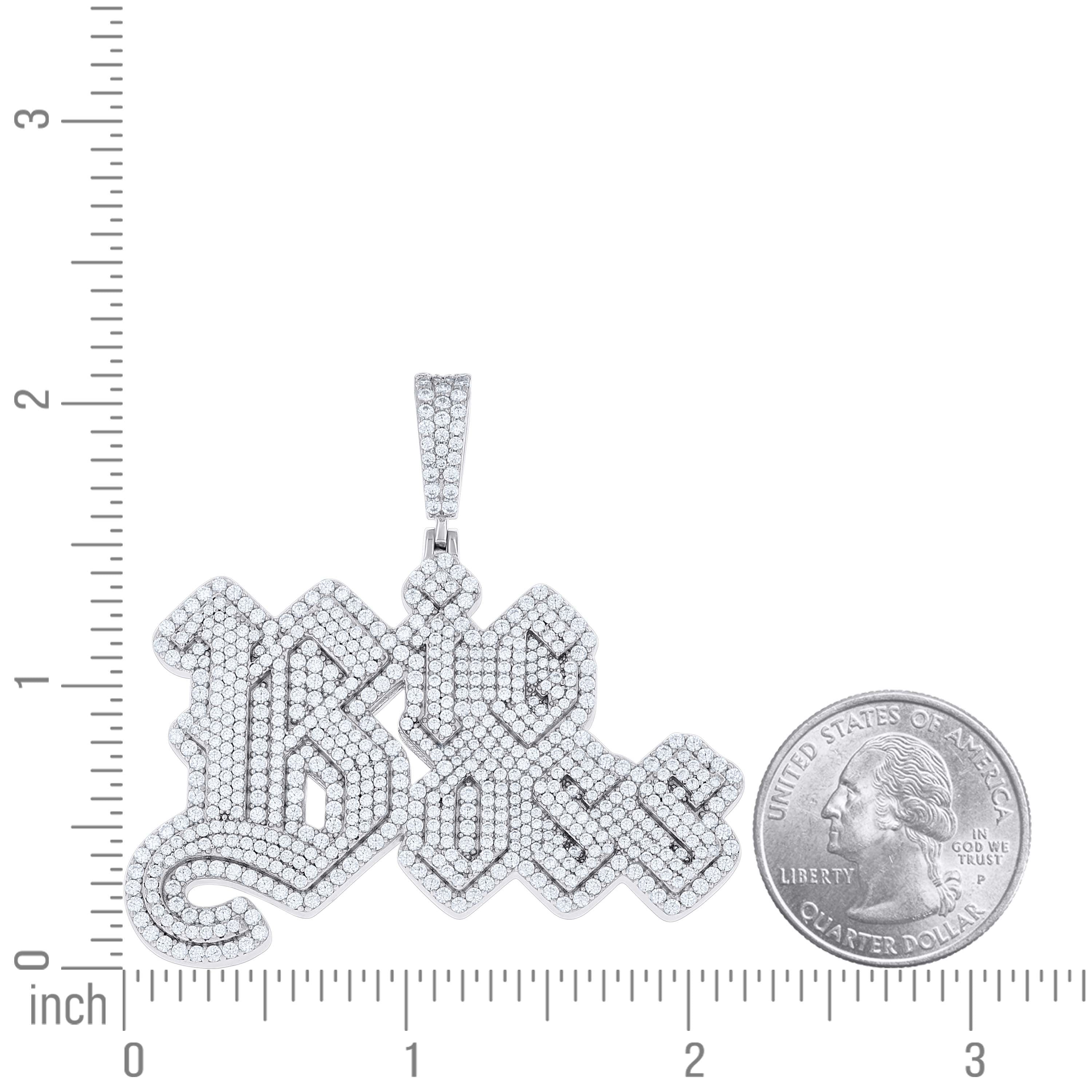 925 Sterling Silver Mens Cubic-Zirconia Big Boss Talking Fashion Pendant
