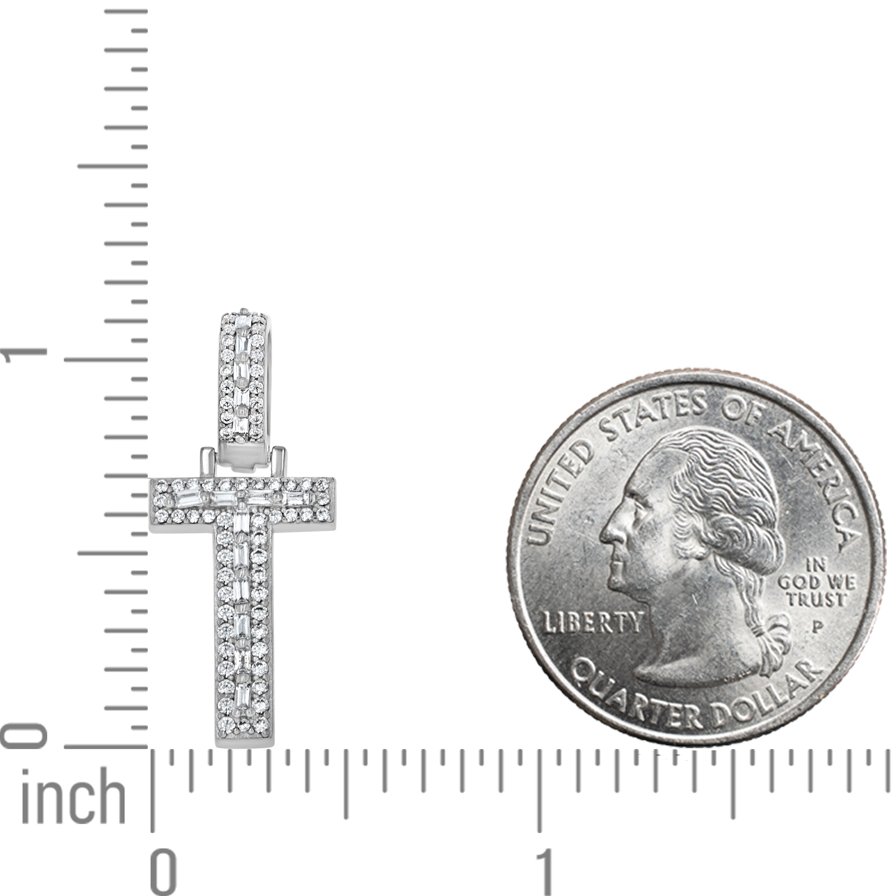 925 Sterling Silver Unisex Round Baguette Cubic Zirconia Initial Letter T Charm Pendant