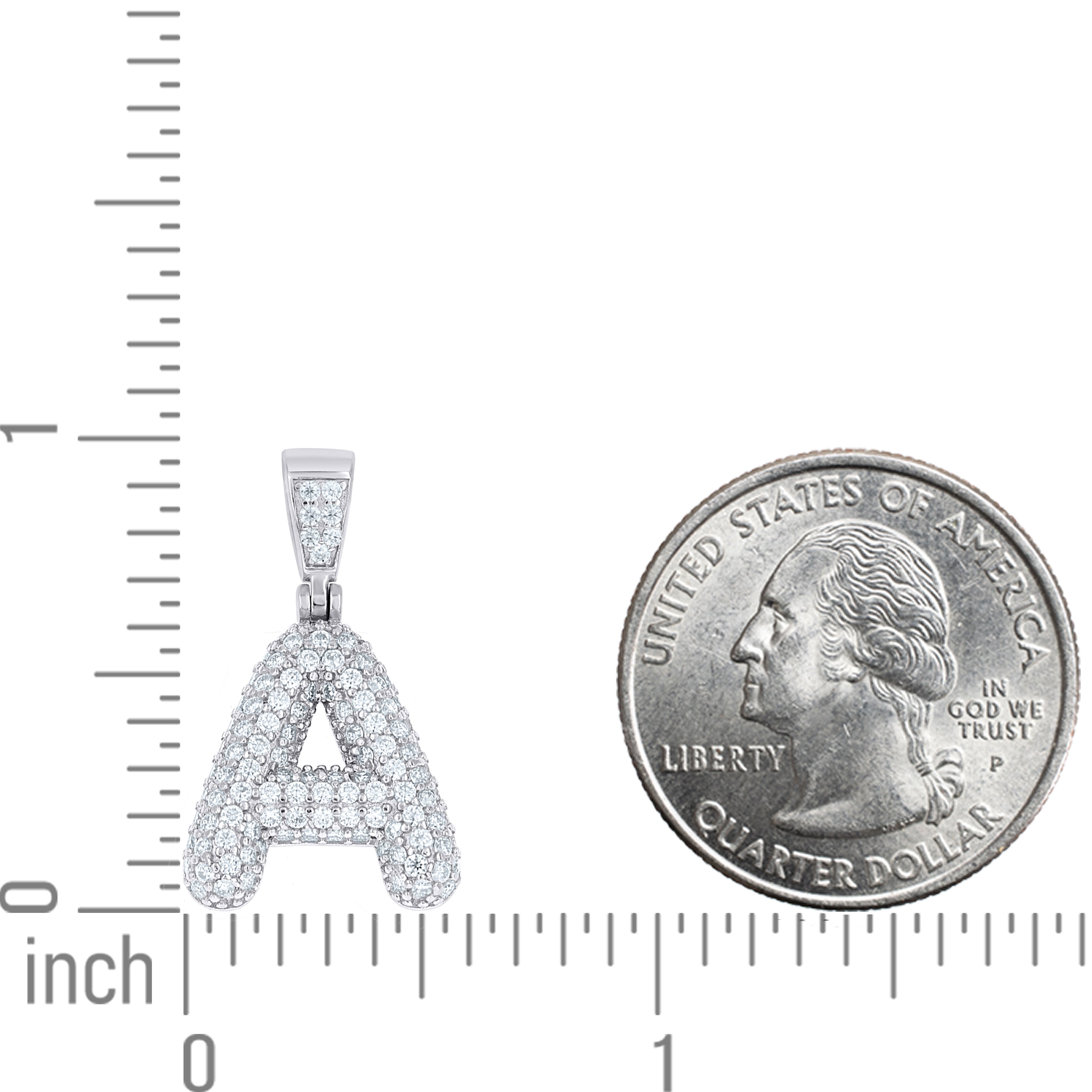 925 Sterling Silver Initial Letter Moissanite Pendant
