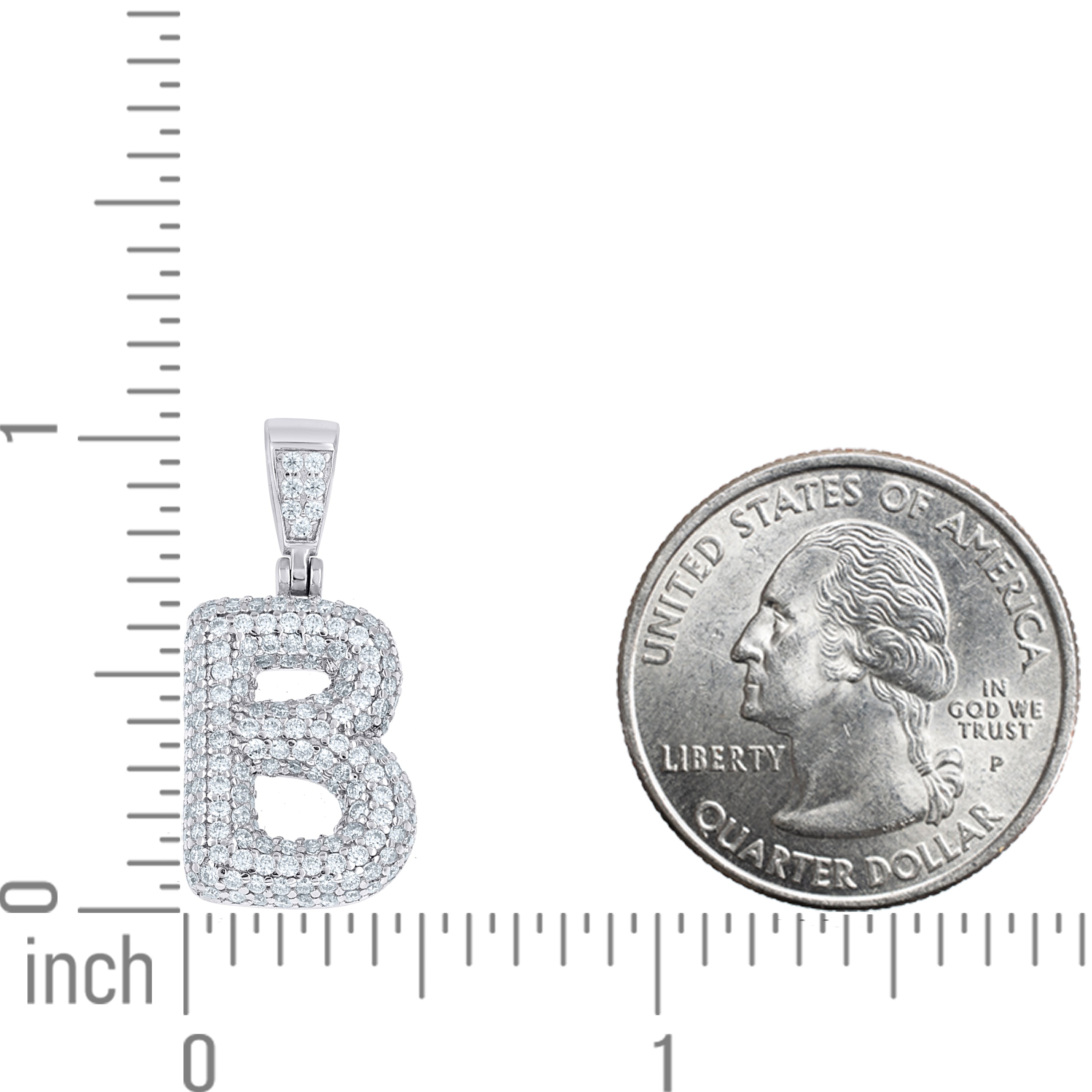 925 Sterling Silver Initial Letter Moissanite Pendant
