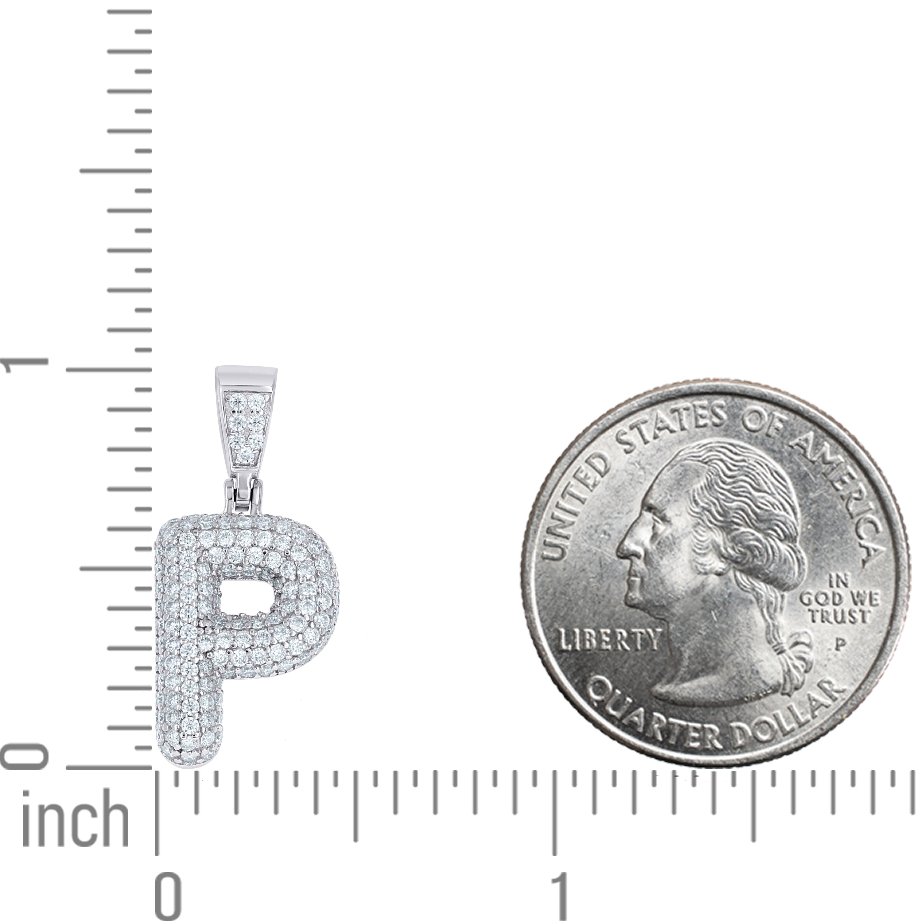 925 Sterling Silver Initial Letter Moissanite Pendant