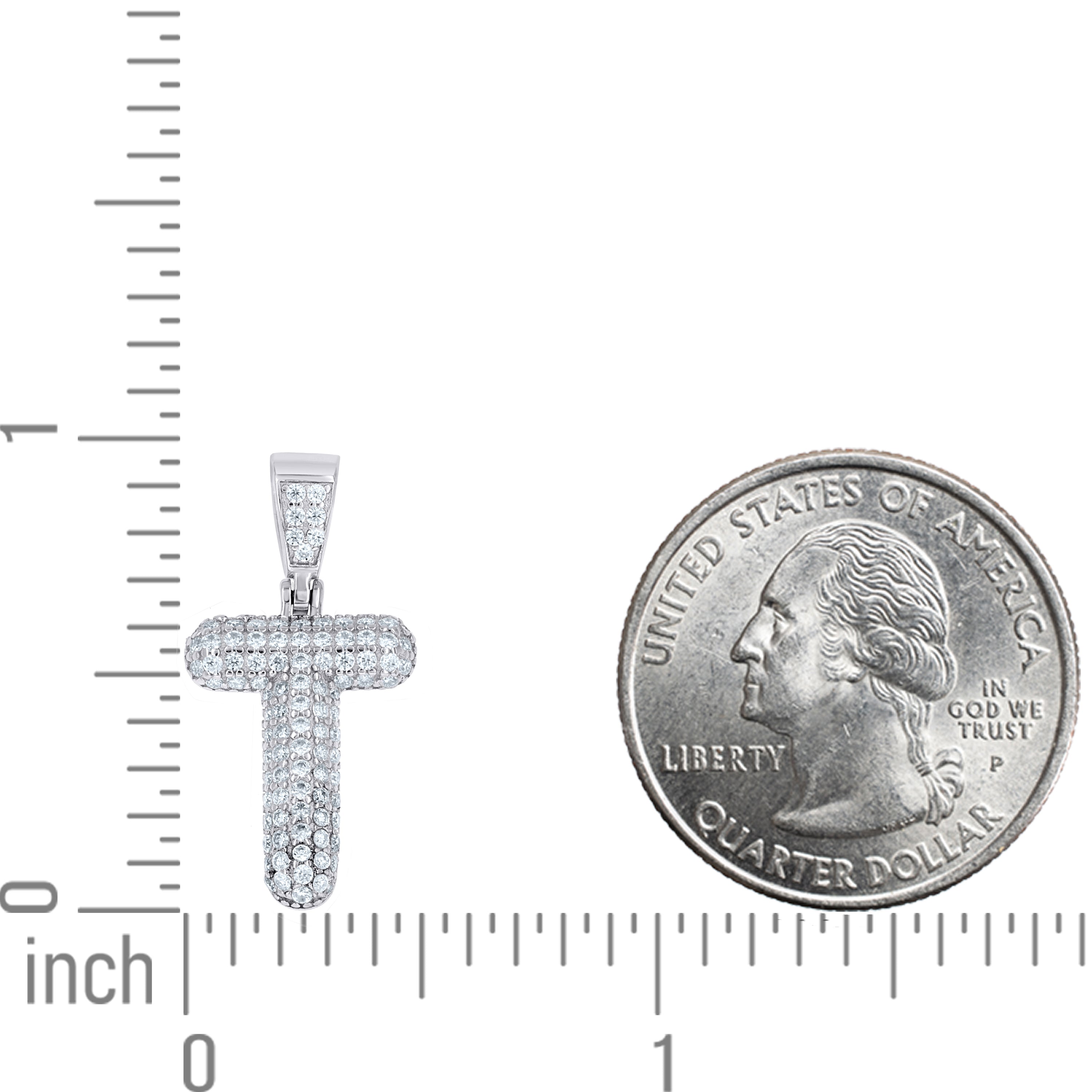 925 Sterling Silver Initial Letter Moissanite Pendant