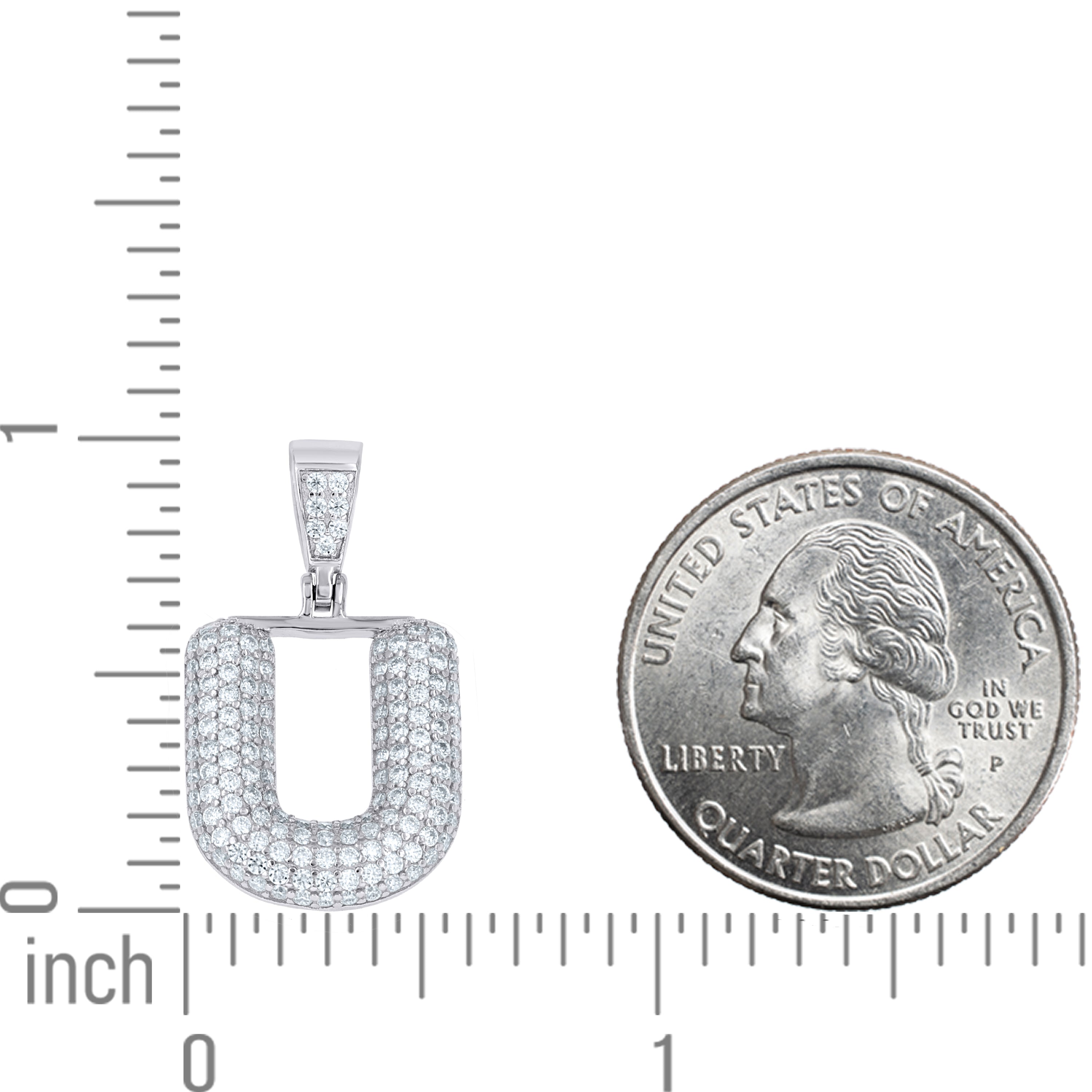 925 Sterling Silver Initial Letter Moissanite Pendant