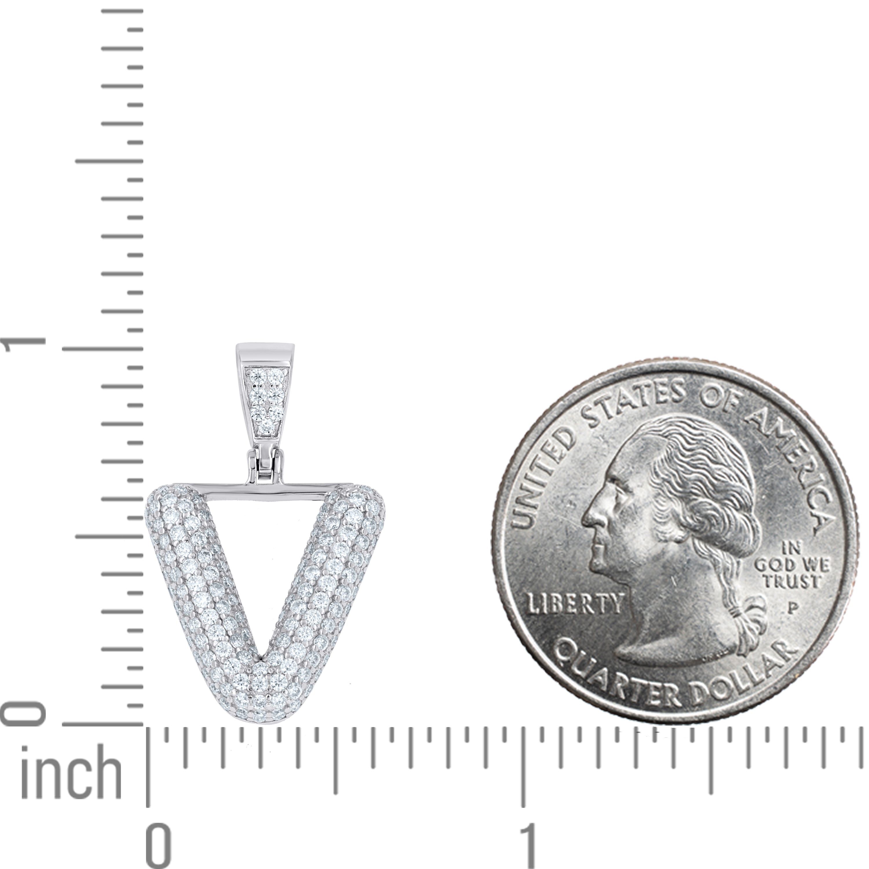 925 Sterling Silver Initial Letter Moissanite Pendant