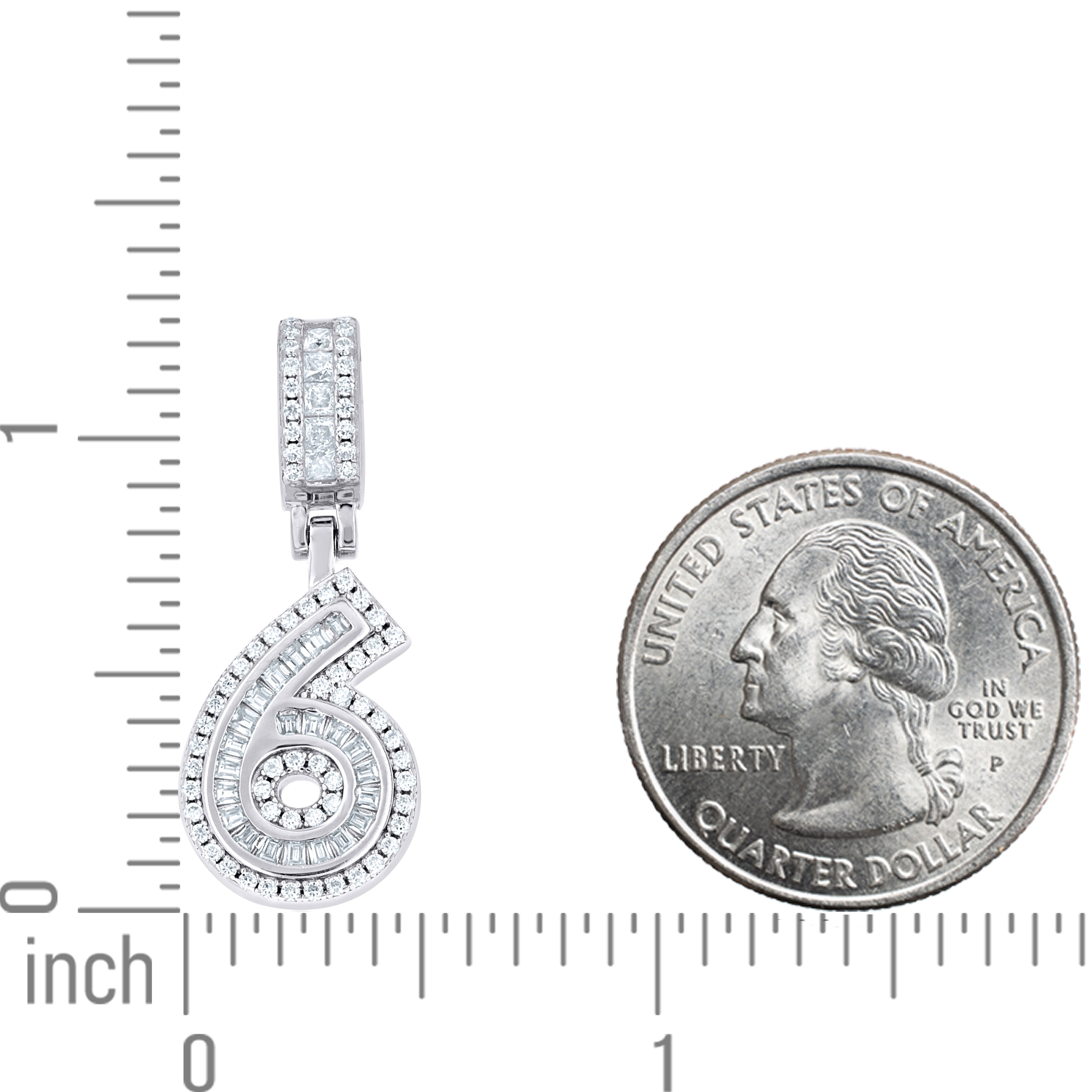 925 Sterling Silver Initial Number Moissanite Pendant