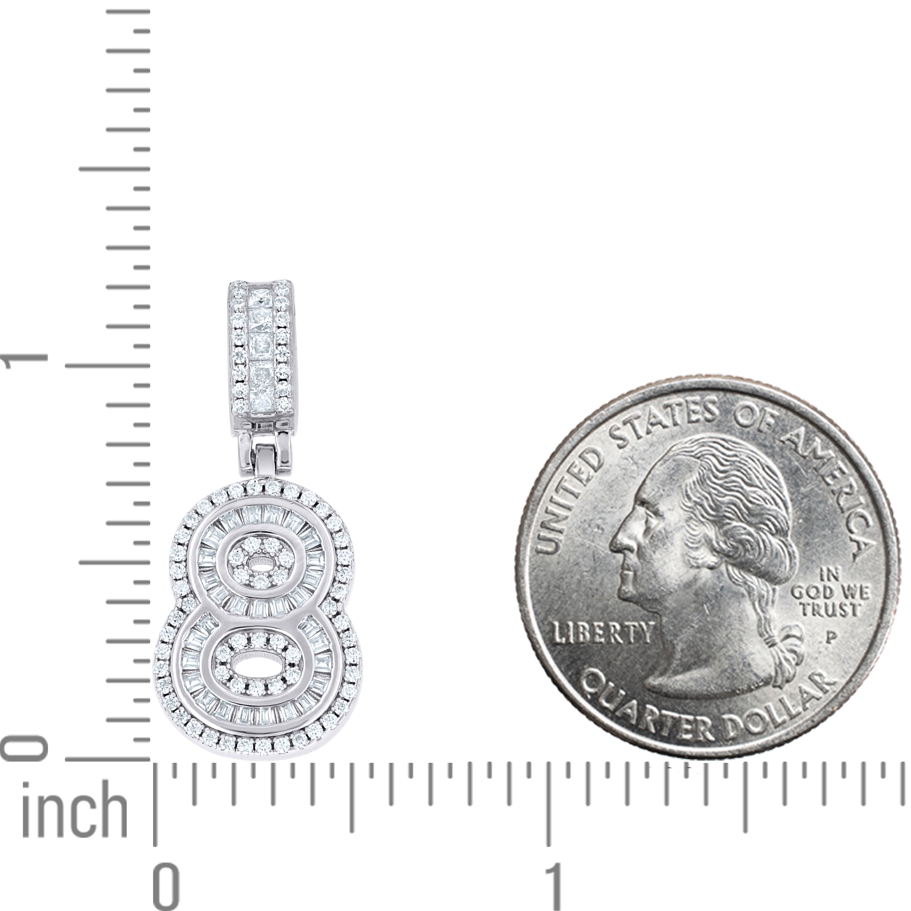 925 Sterling Silver Initial Number Moissanite Pendant