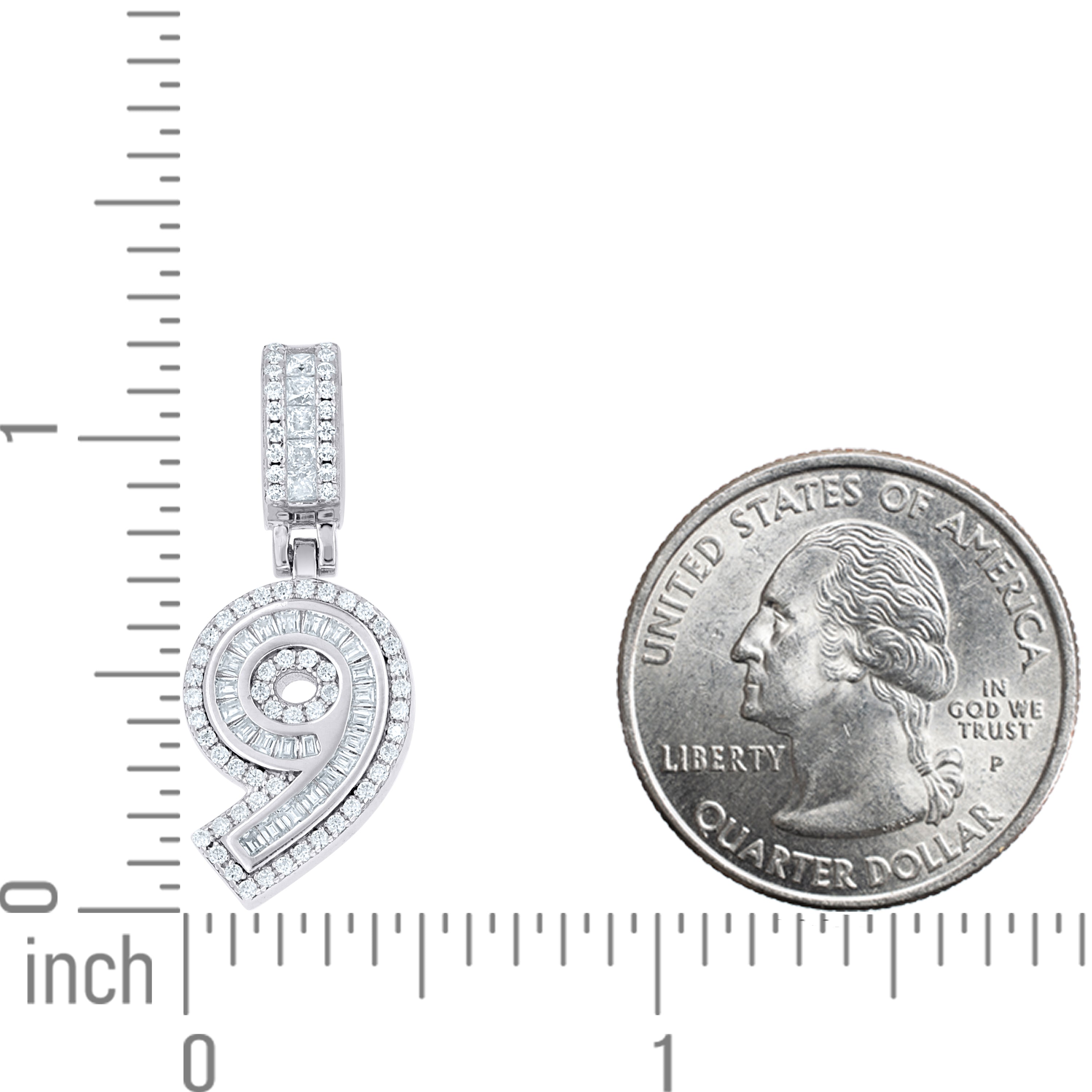 925 Sterling Silver Initial Number Moissanite Pendant