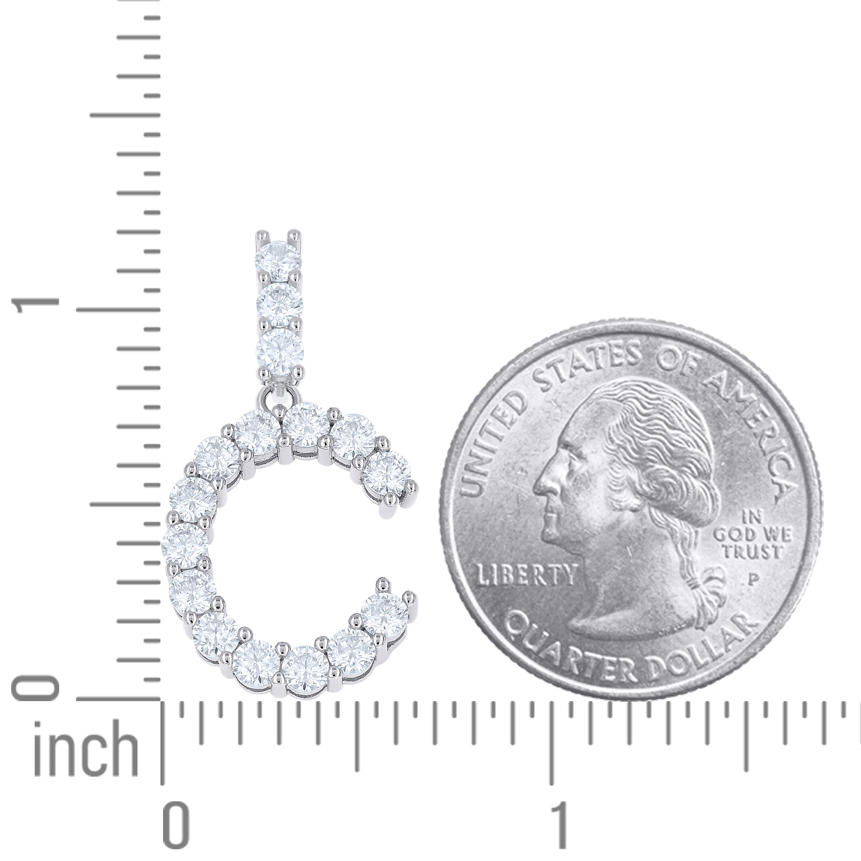 925 Silver Initial Letter "C" Pendant Moissanite C