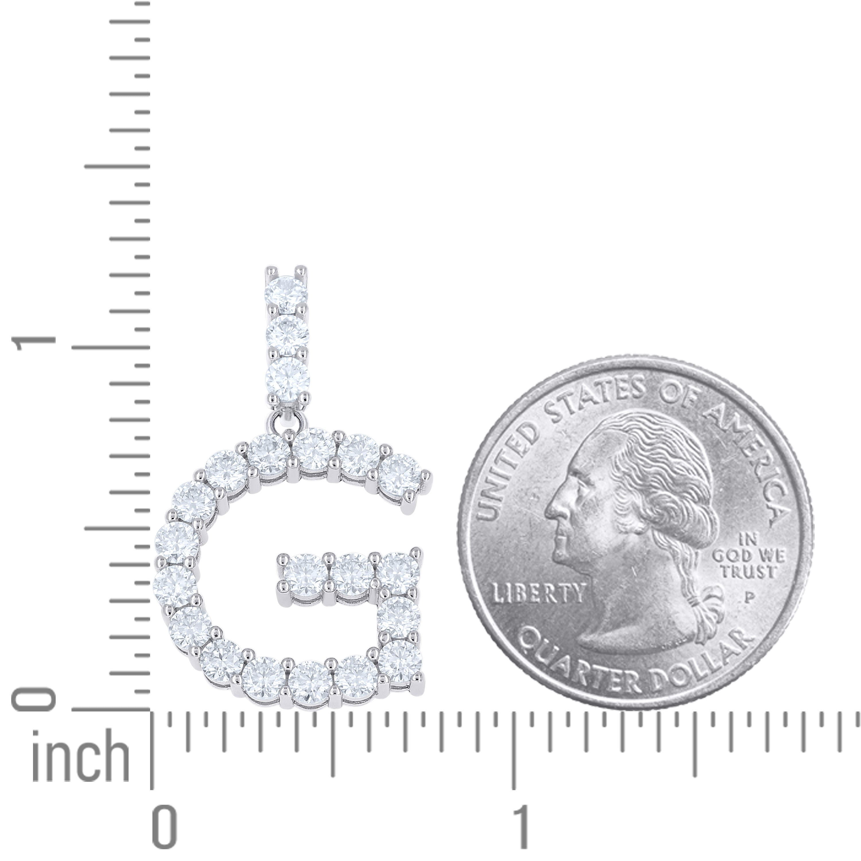925 Silver Initial Letter "G" Pendant Moissanite C