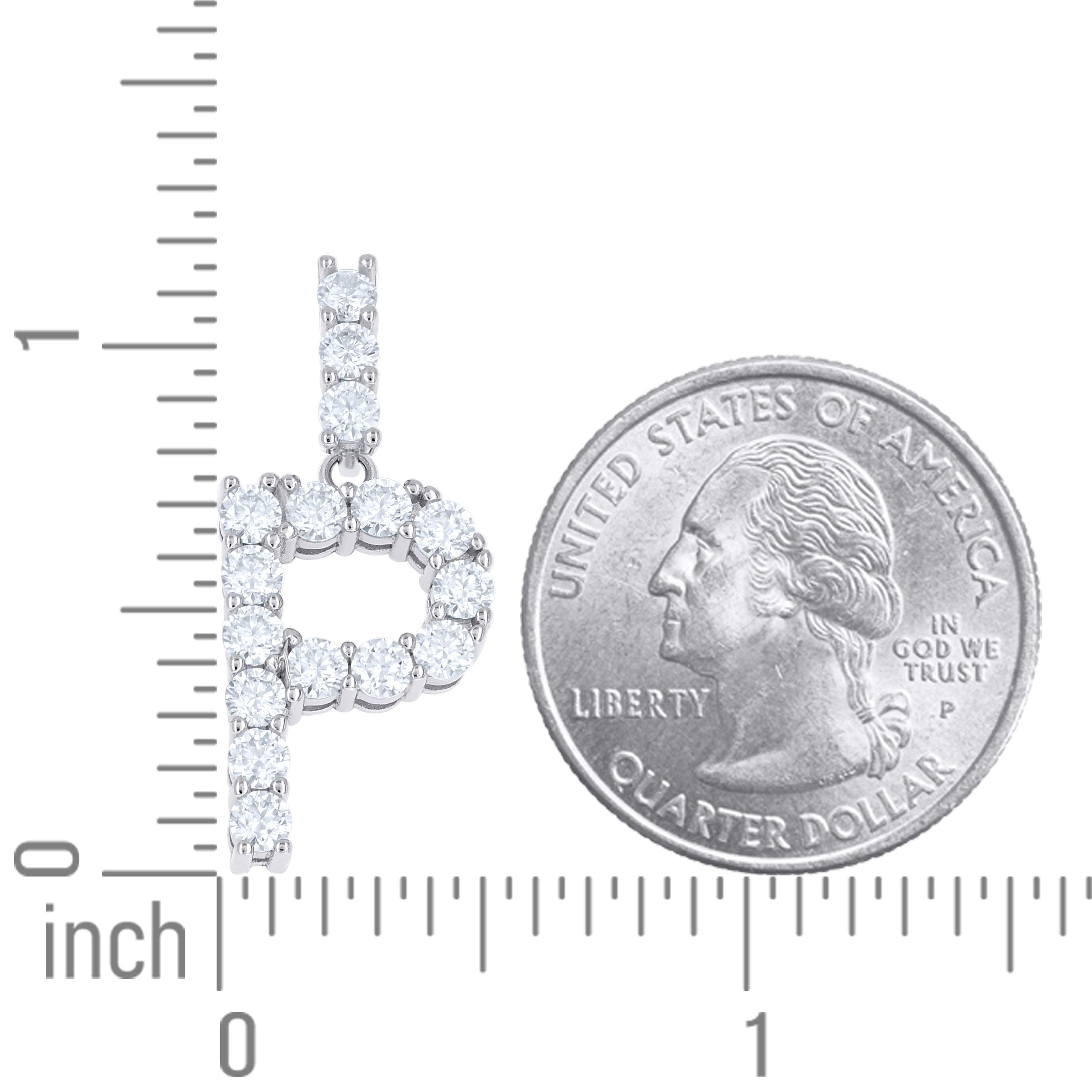 925 Silver Initial Letter "P" Pendant Moissanite C