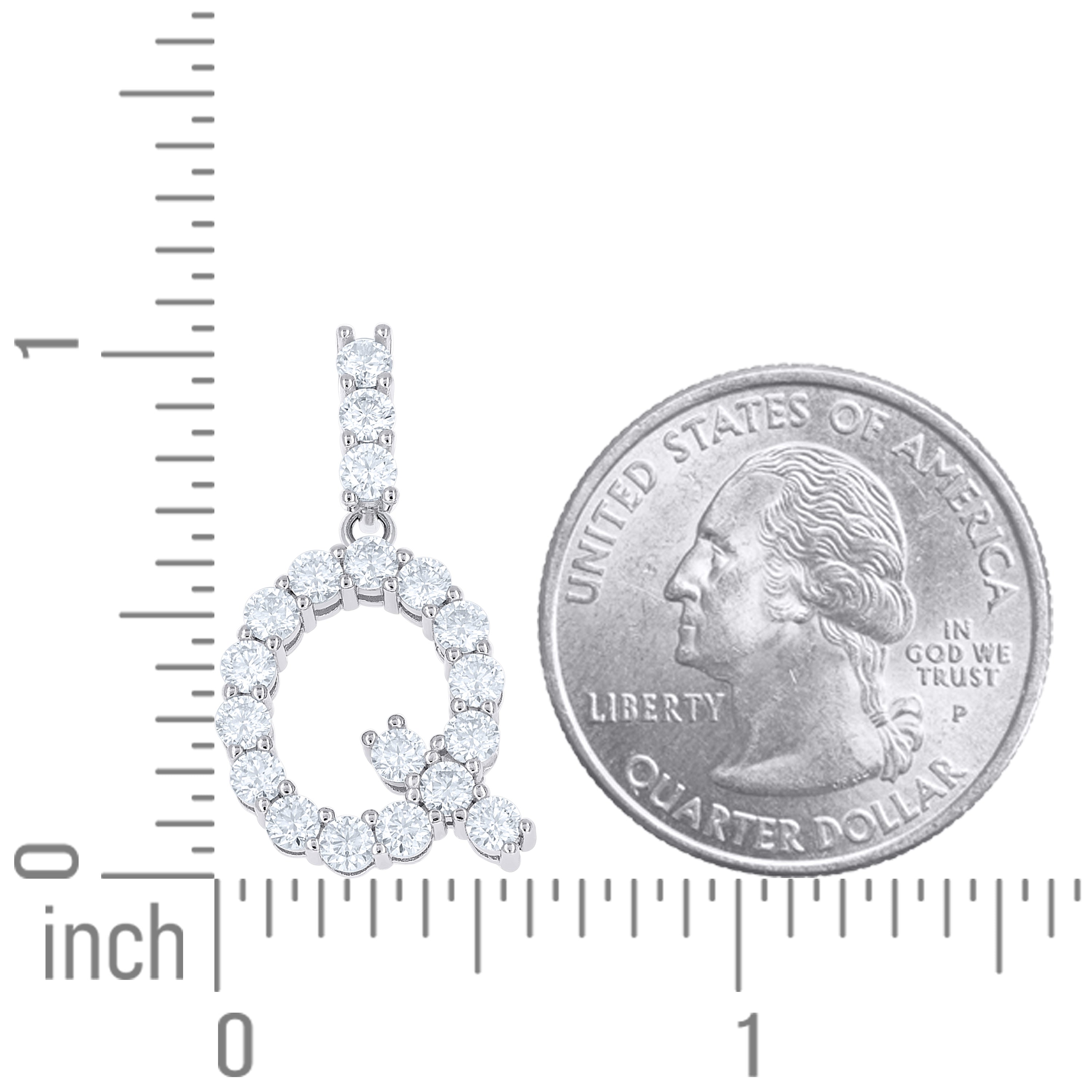 925 Silver Initial Letter "Q" Pendant Moissanite C