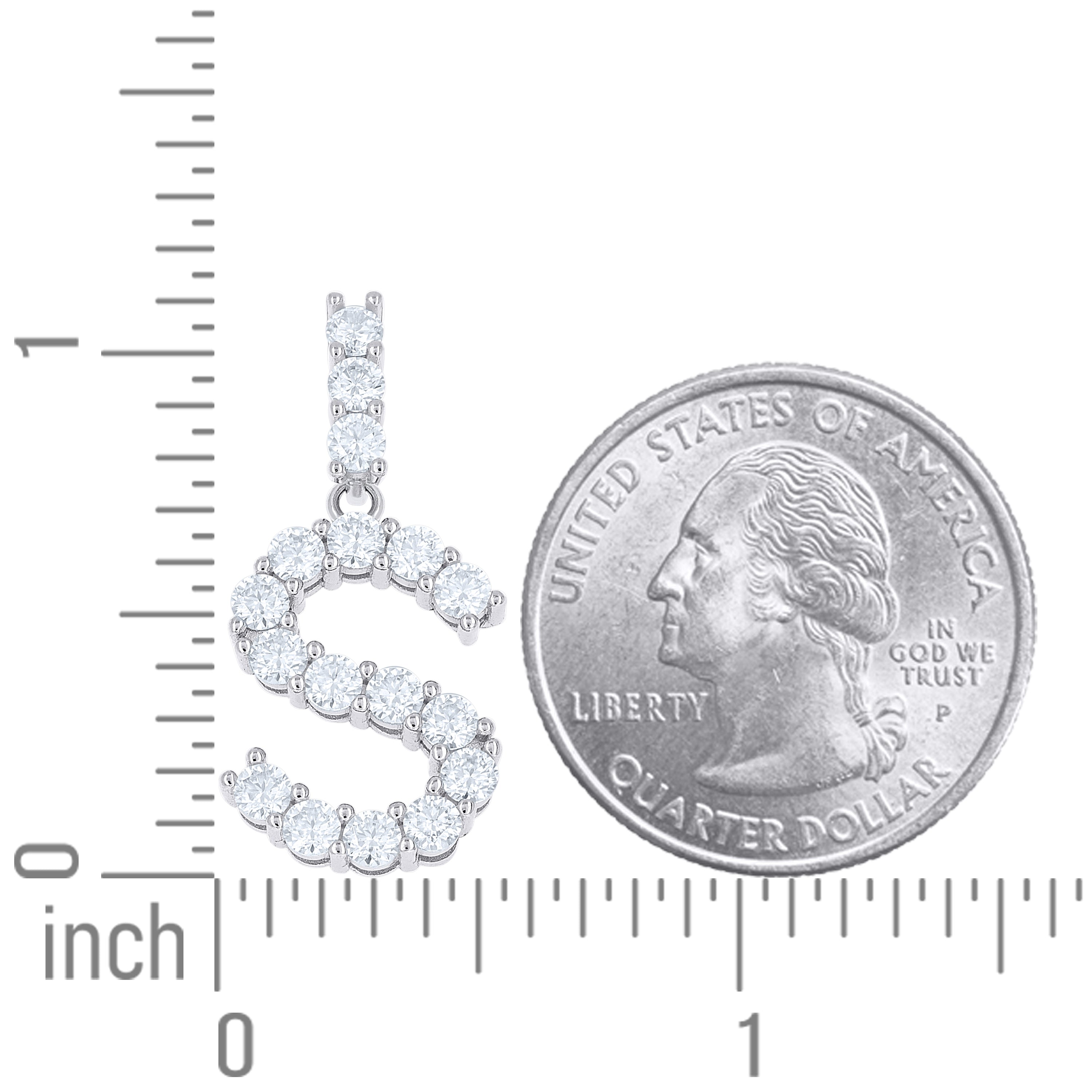 925 Silver Initial Letter "S" Pendant Moissanite C