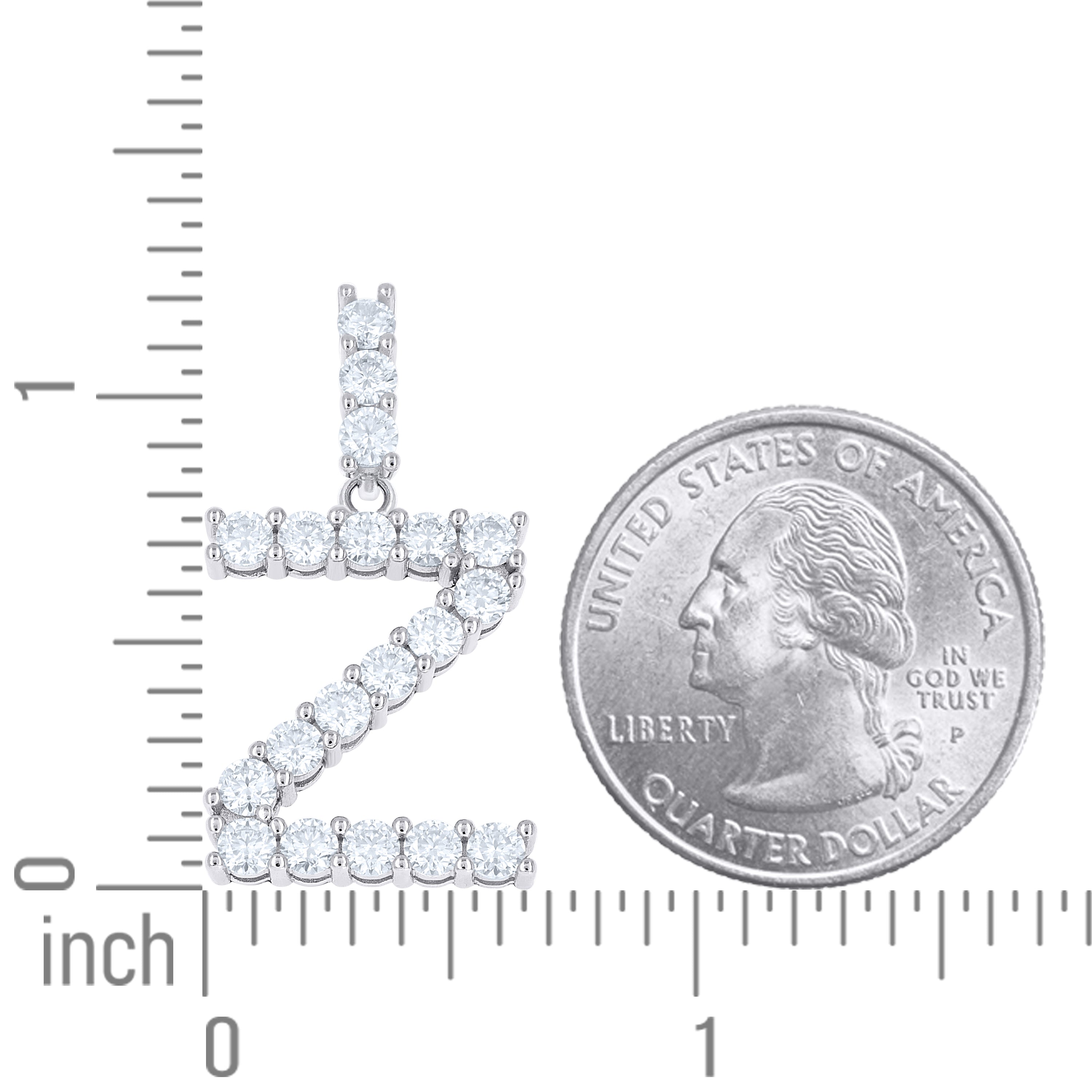 925 Silver Initial Letter "Z" Pendant Moissanite C
