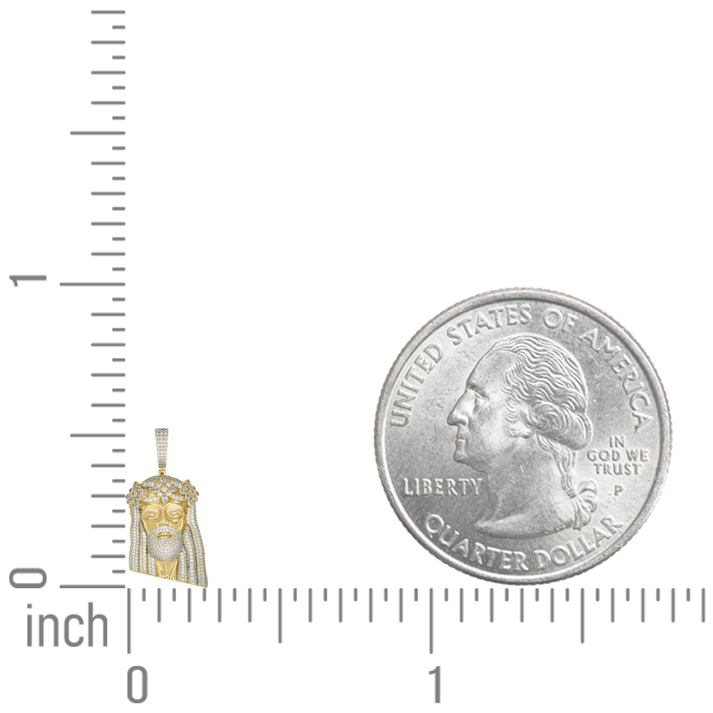 925 Sterling Silver Yellow-tone Mens Round Marquise Cubic-Zirconia Jesus Religious Charm Pendant