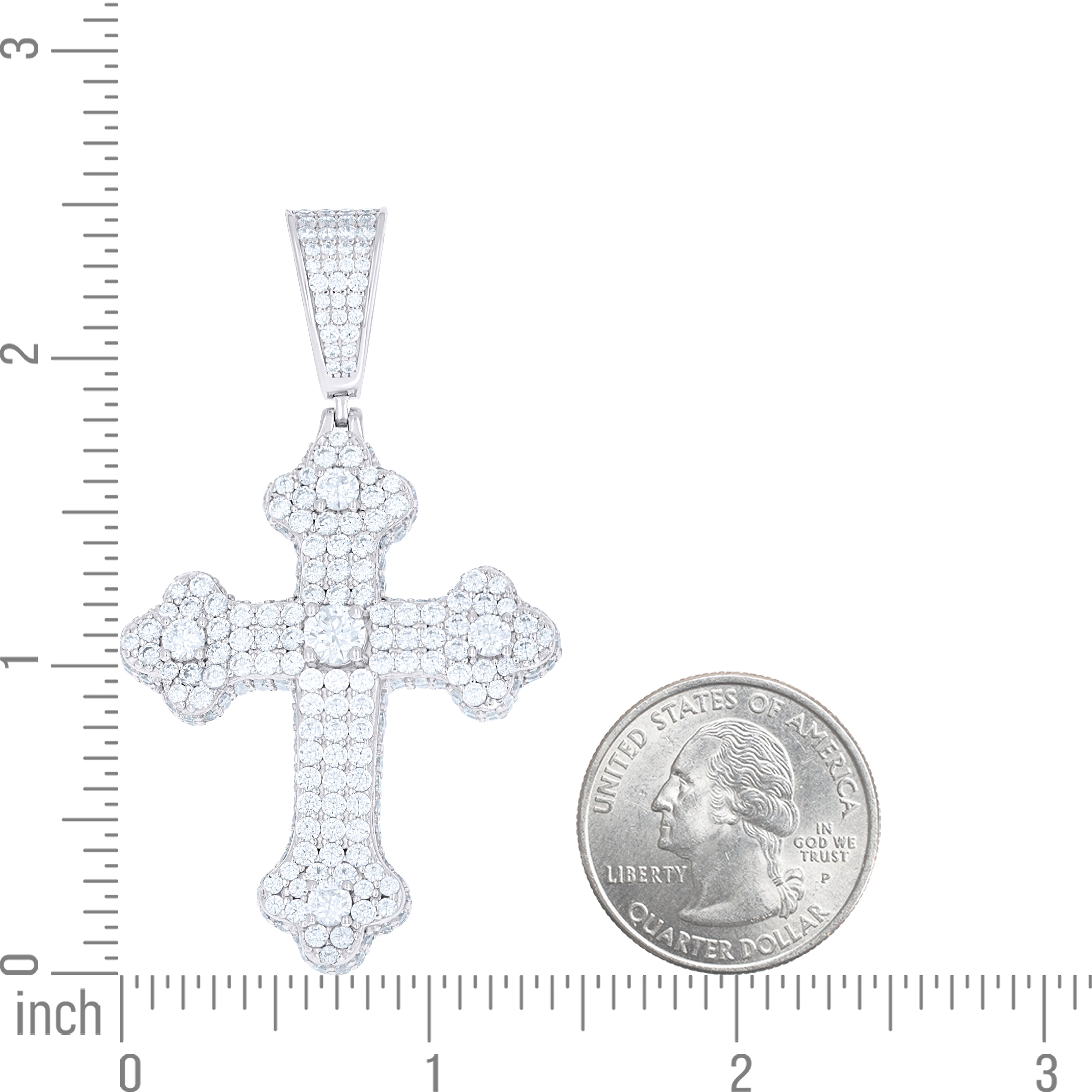 925 Sterling Silver Mens Cubic Zirconia Cross Religious Charm Pendant