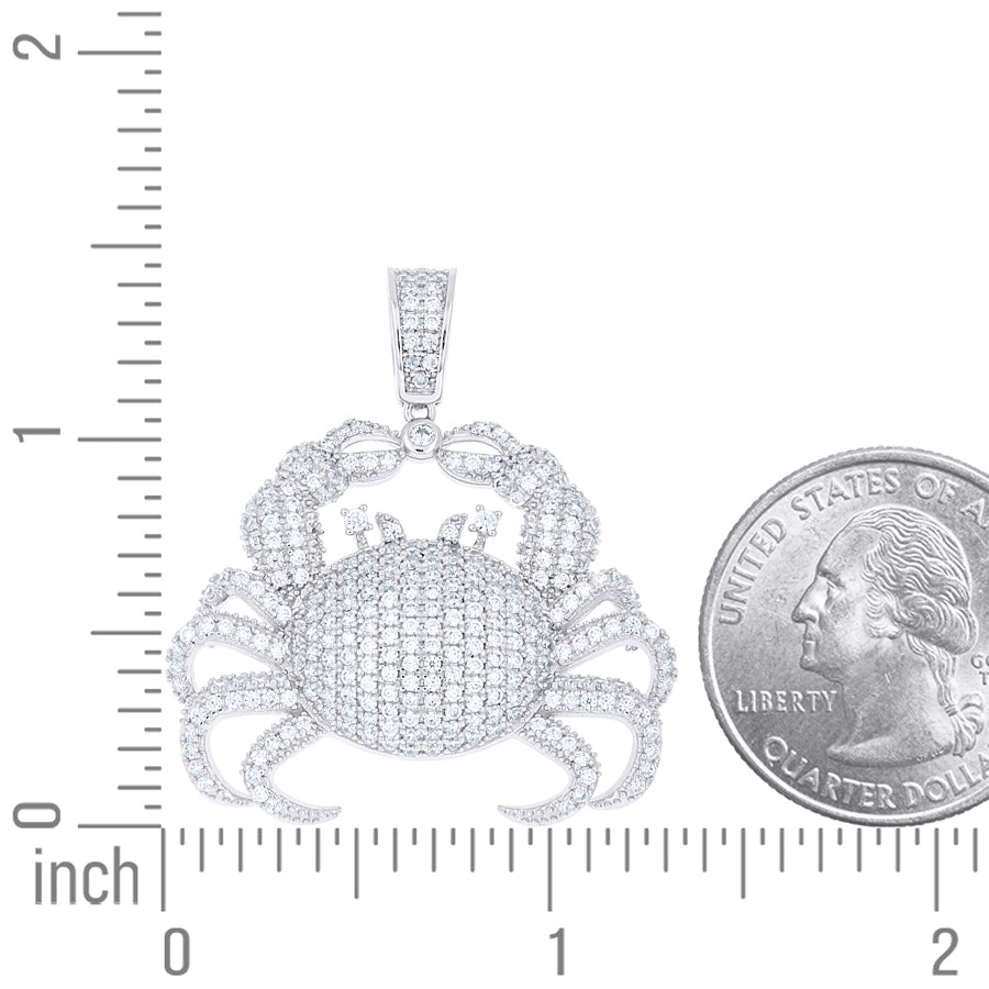 925 Sterling Silver Mens Cubic-Zirconia Cancer Zodiac Sign Charm Pendant