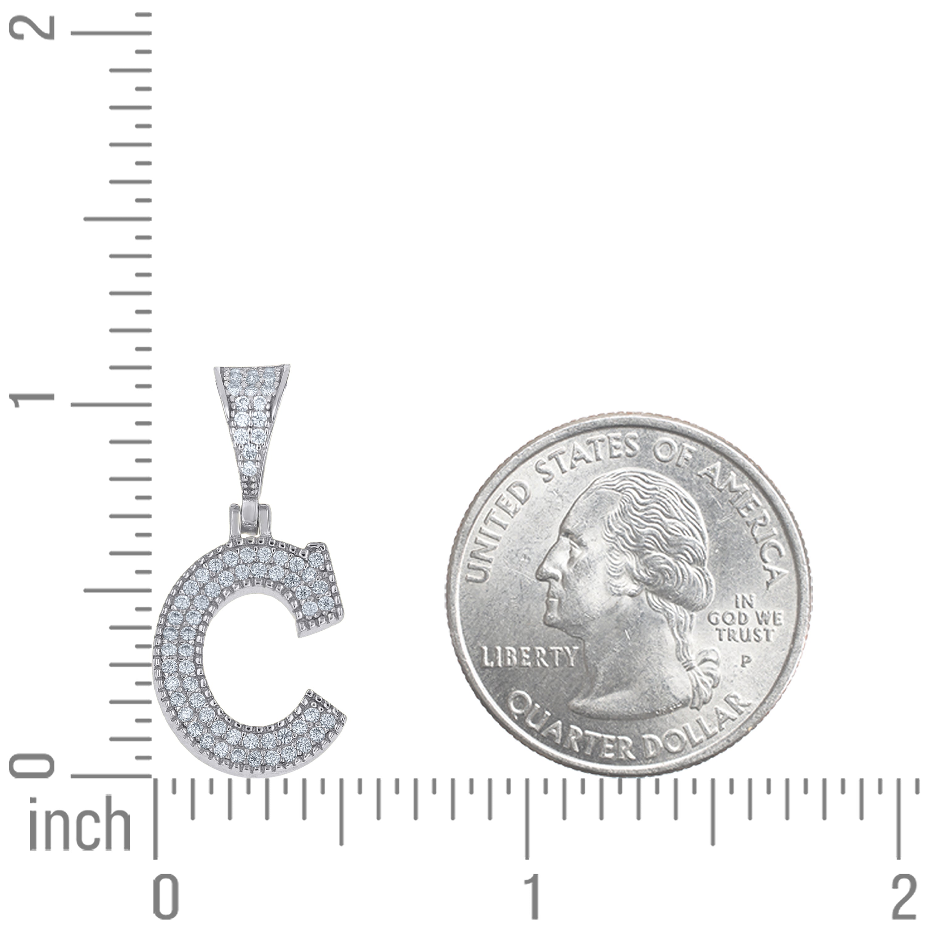 925 Sterling Silver Initial "C" Moissanite