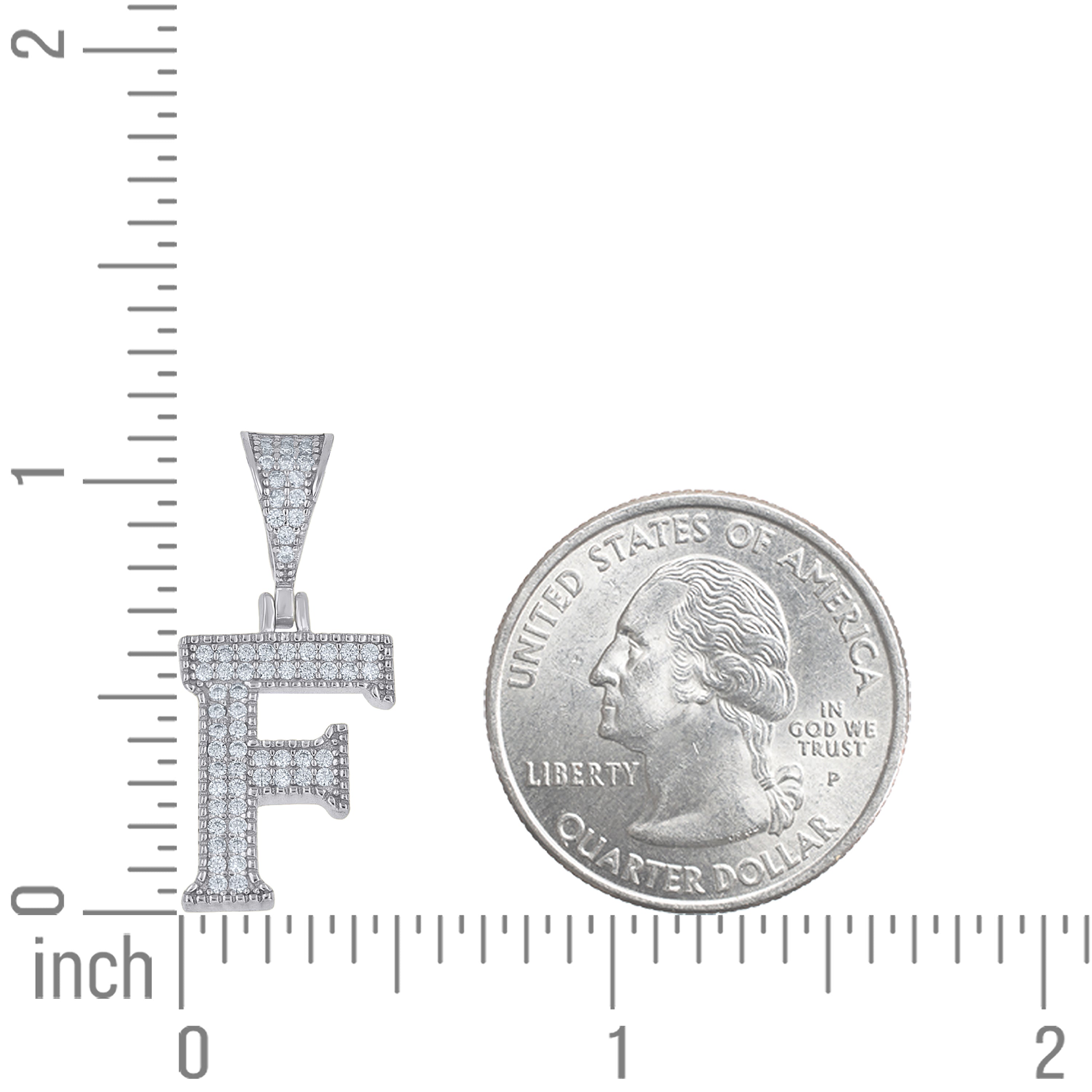 925 Sterling Silver Initial "F" Moissanite