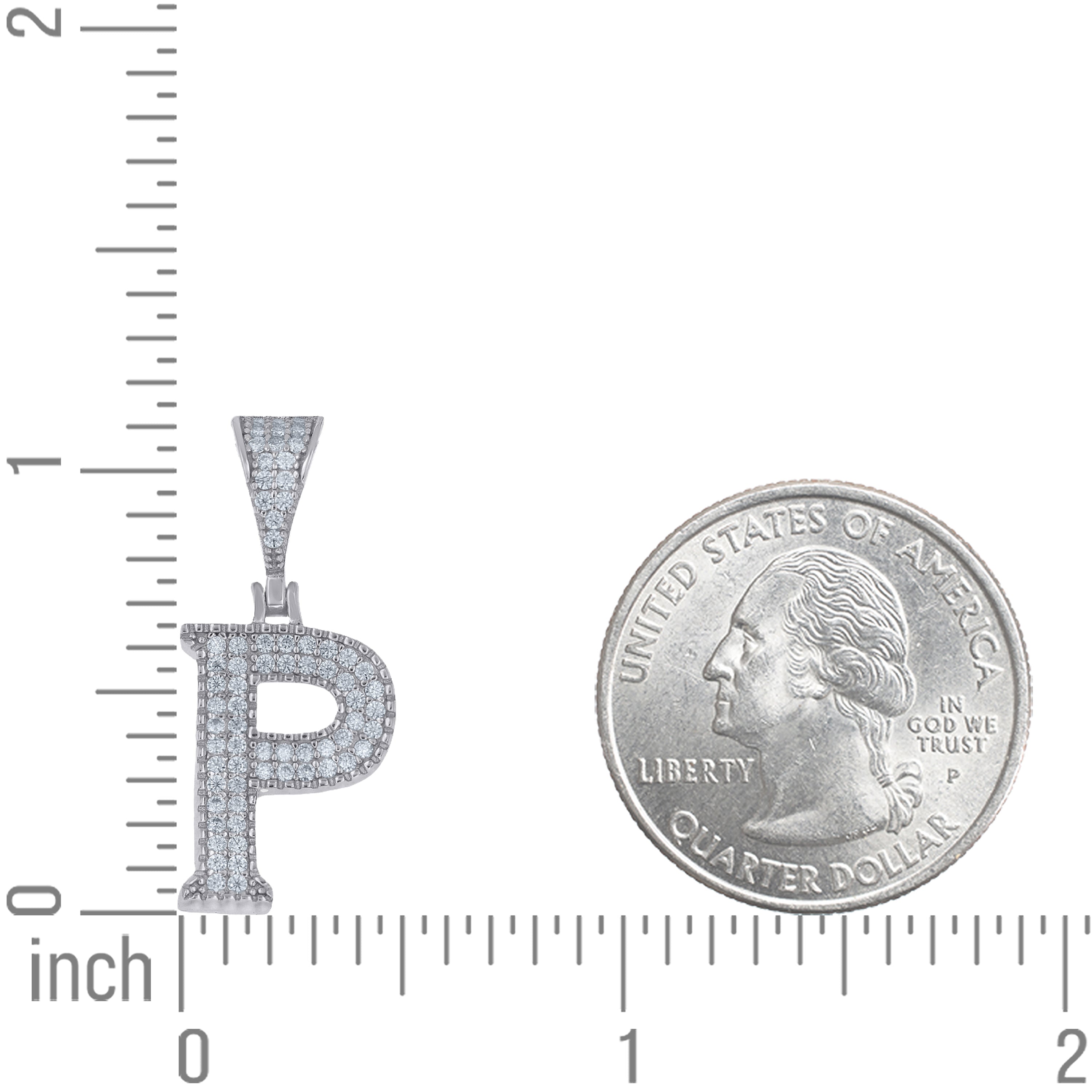 925 Sterling Silver Initial "P" Moissanite