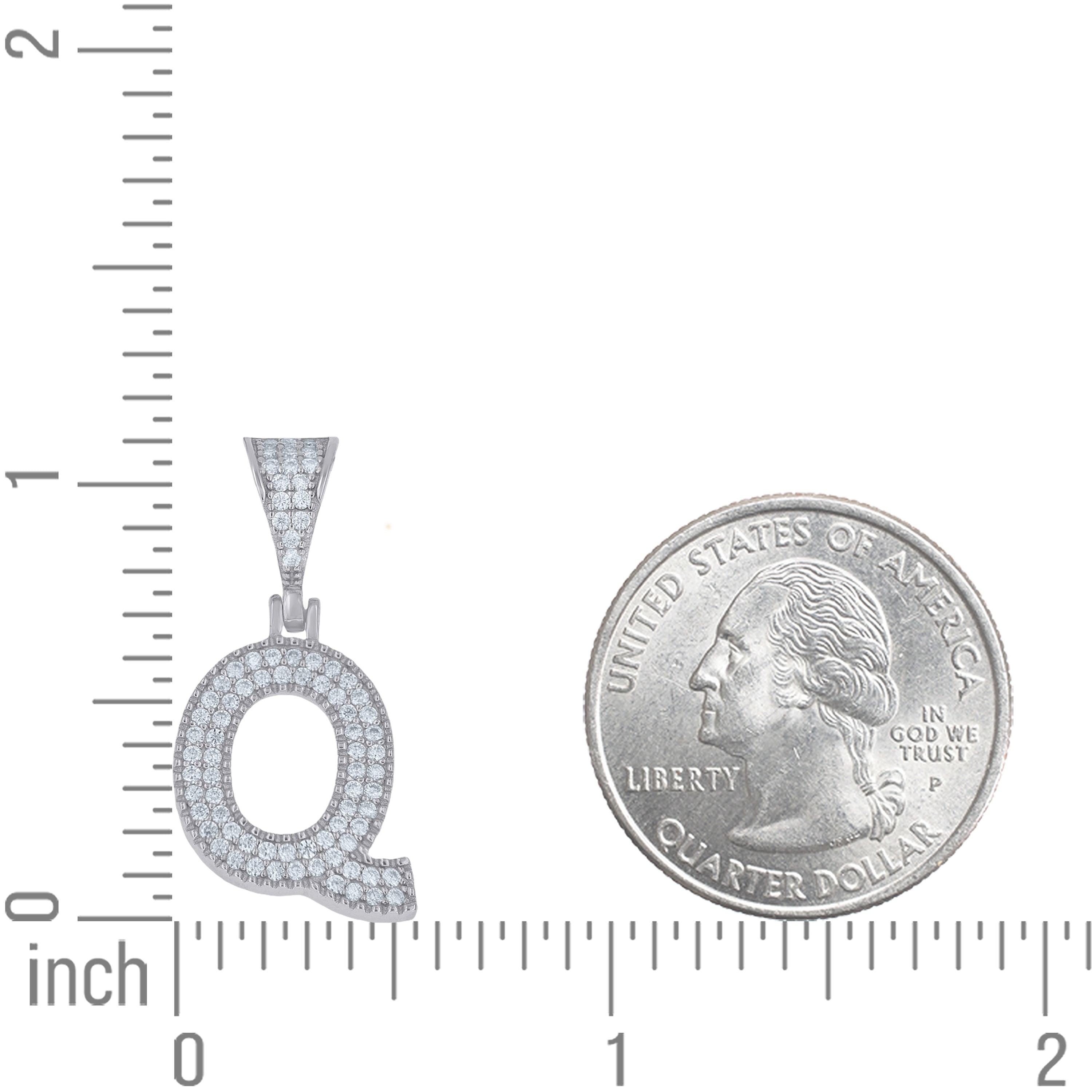 925 Sterling Silver Initial "Q" Moissanite