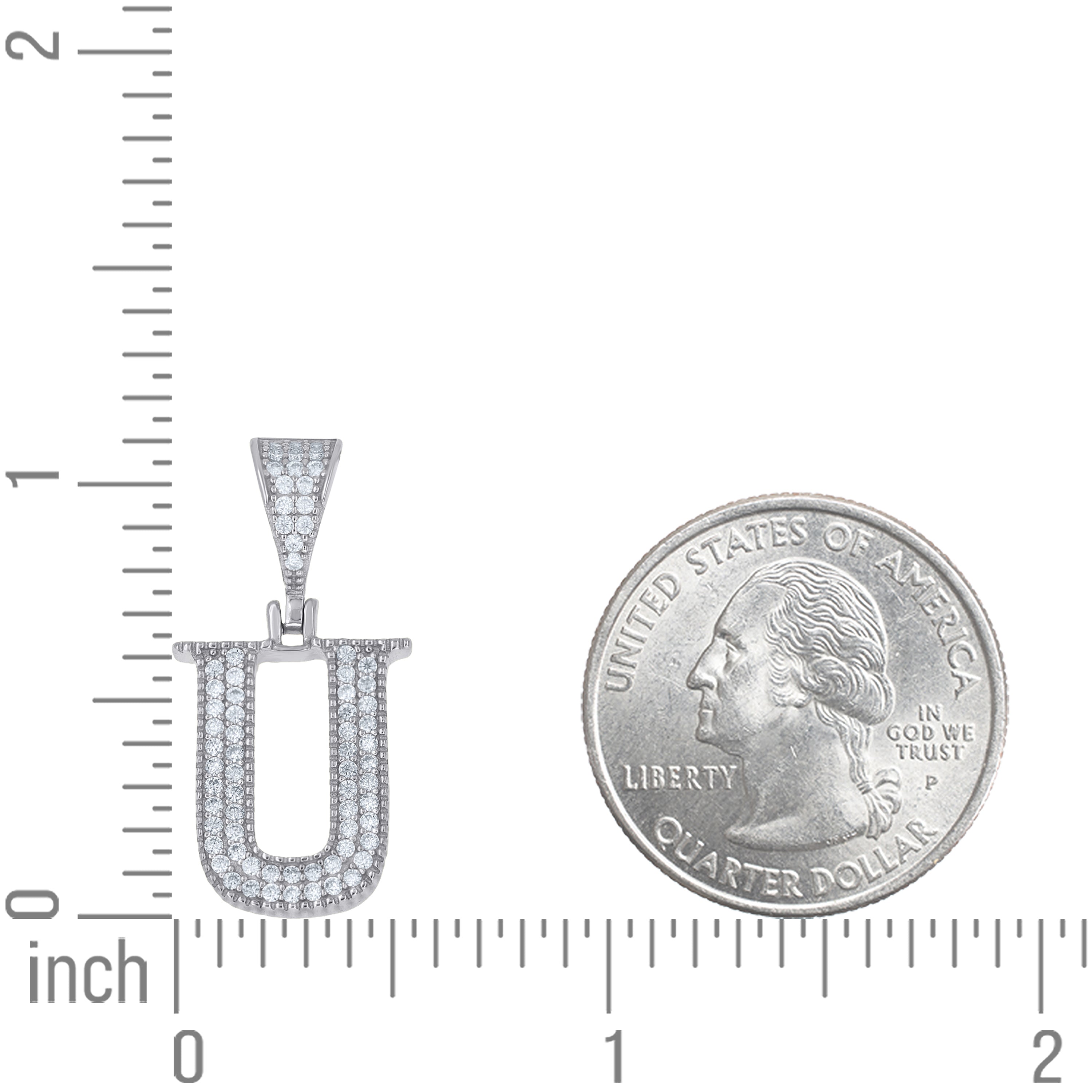 925 Sterling Silver Initial "U" Moissanite
