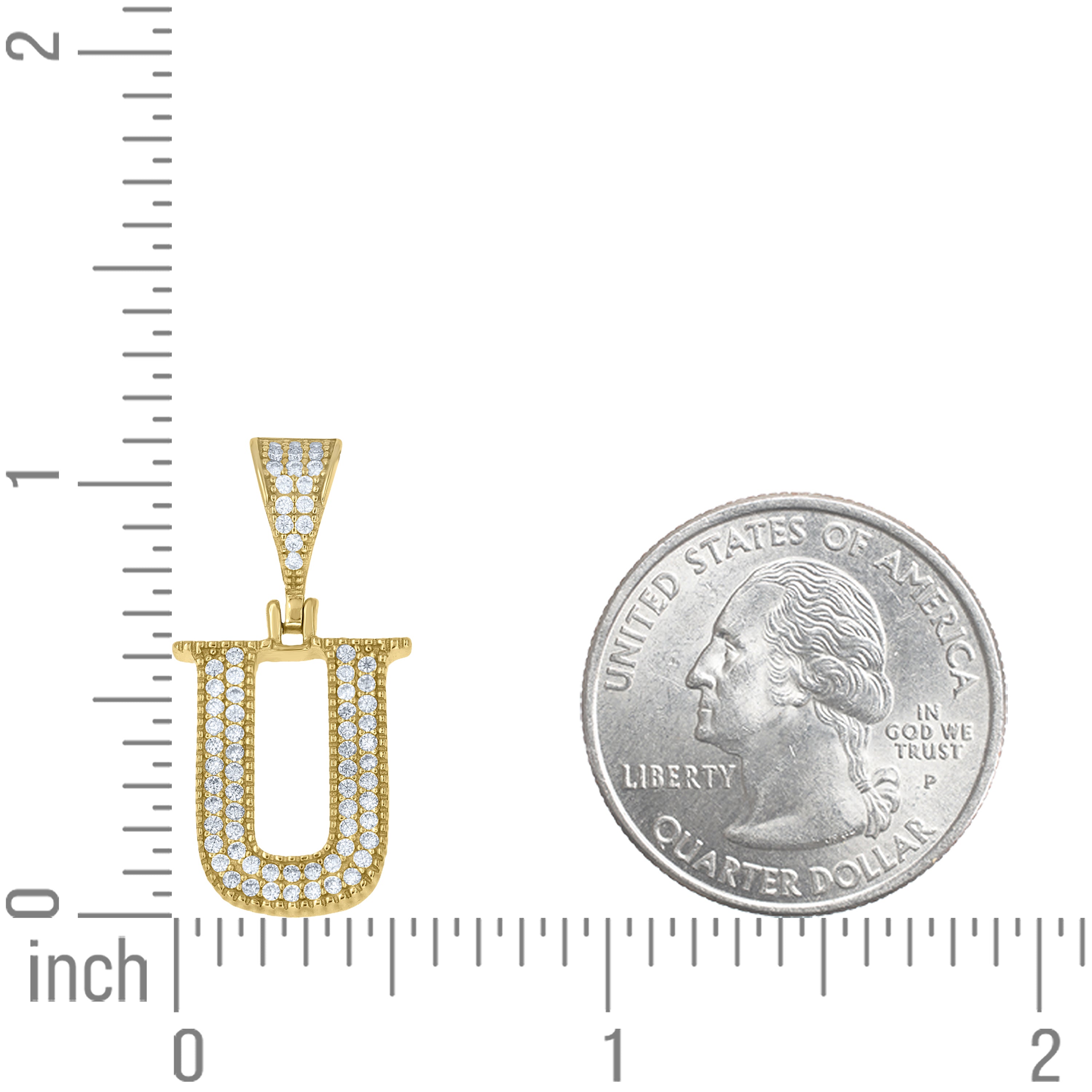 925 Sterling Silver Initial "U" Moissanite