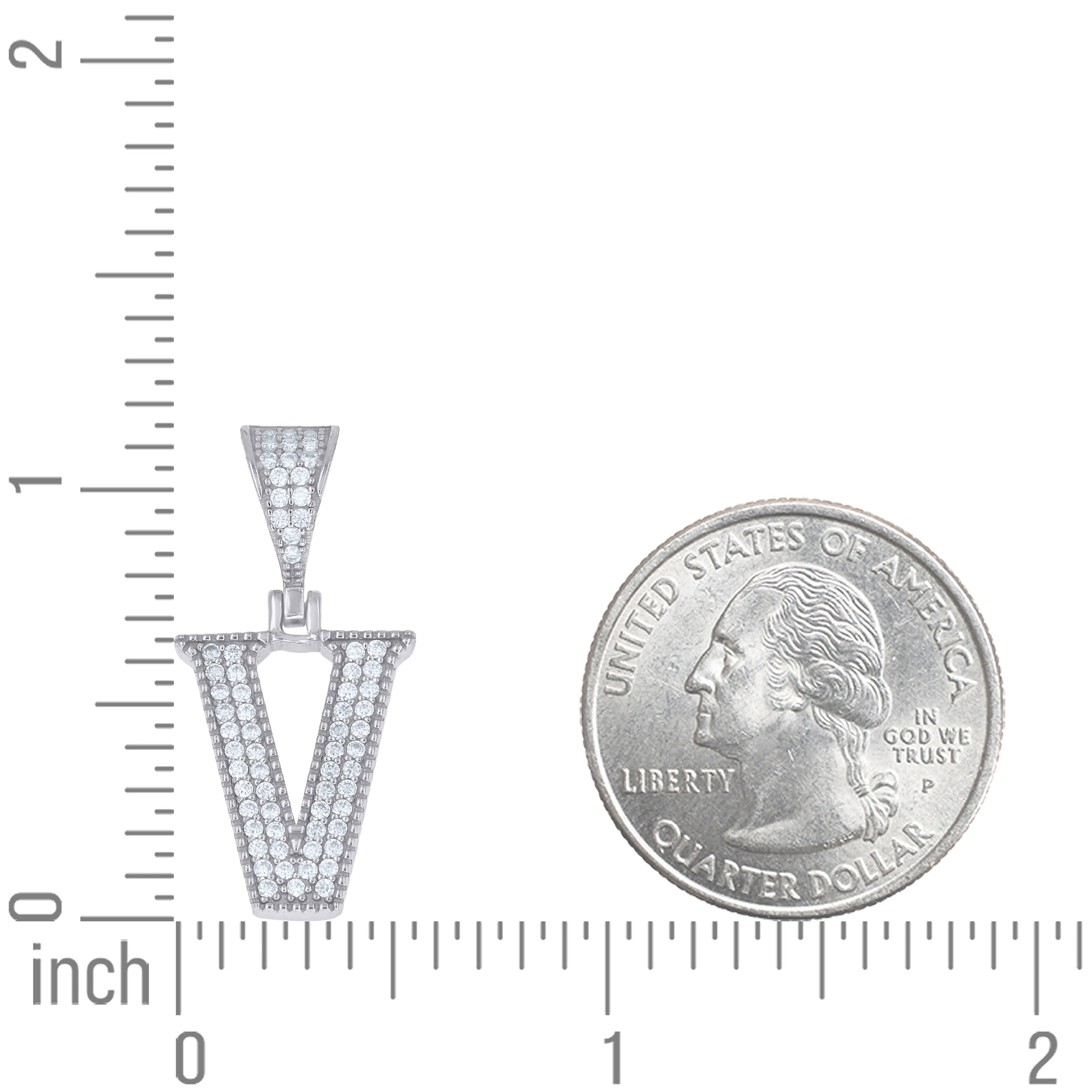 925 Sterling Silver Initial "V" Moissanite