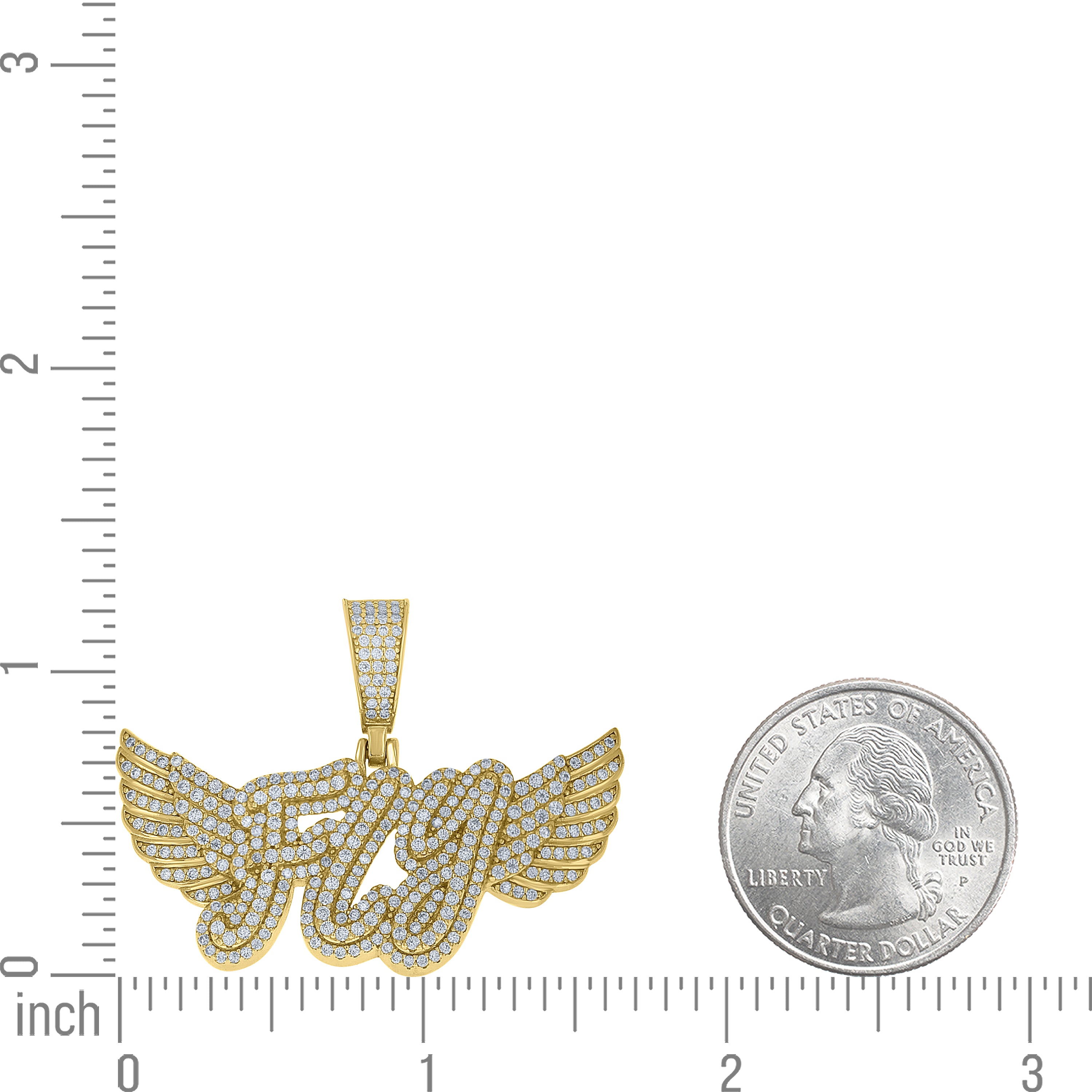 925 Sterling Silver Yellow-Tone Unisex Cubic-Zirconia Fly Talking Pendant